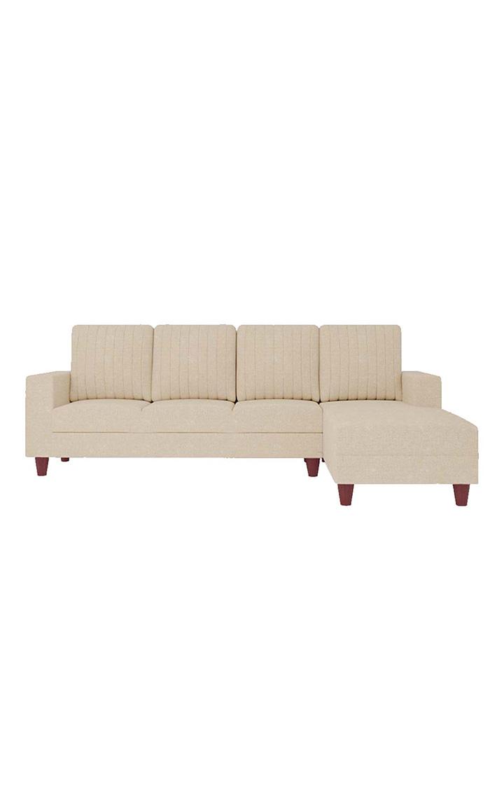 neudot Roman LHS Sectional Sofa for Living Room |6 Person Sofa|Premium Fabric with Cushioned Armrest | Solid Wood Frame|6 Seater in Neo Beige Color