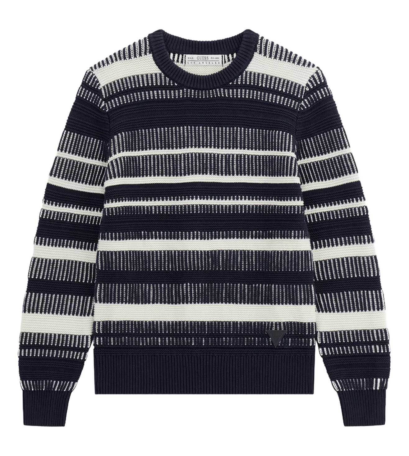 Guess Cotton Stripes Black Pullover Sweater for Boys
