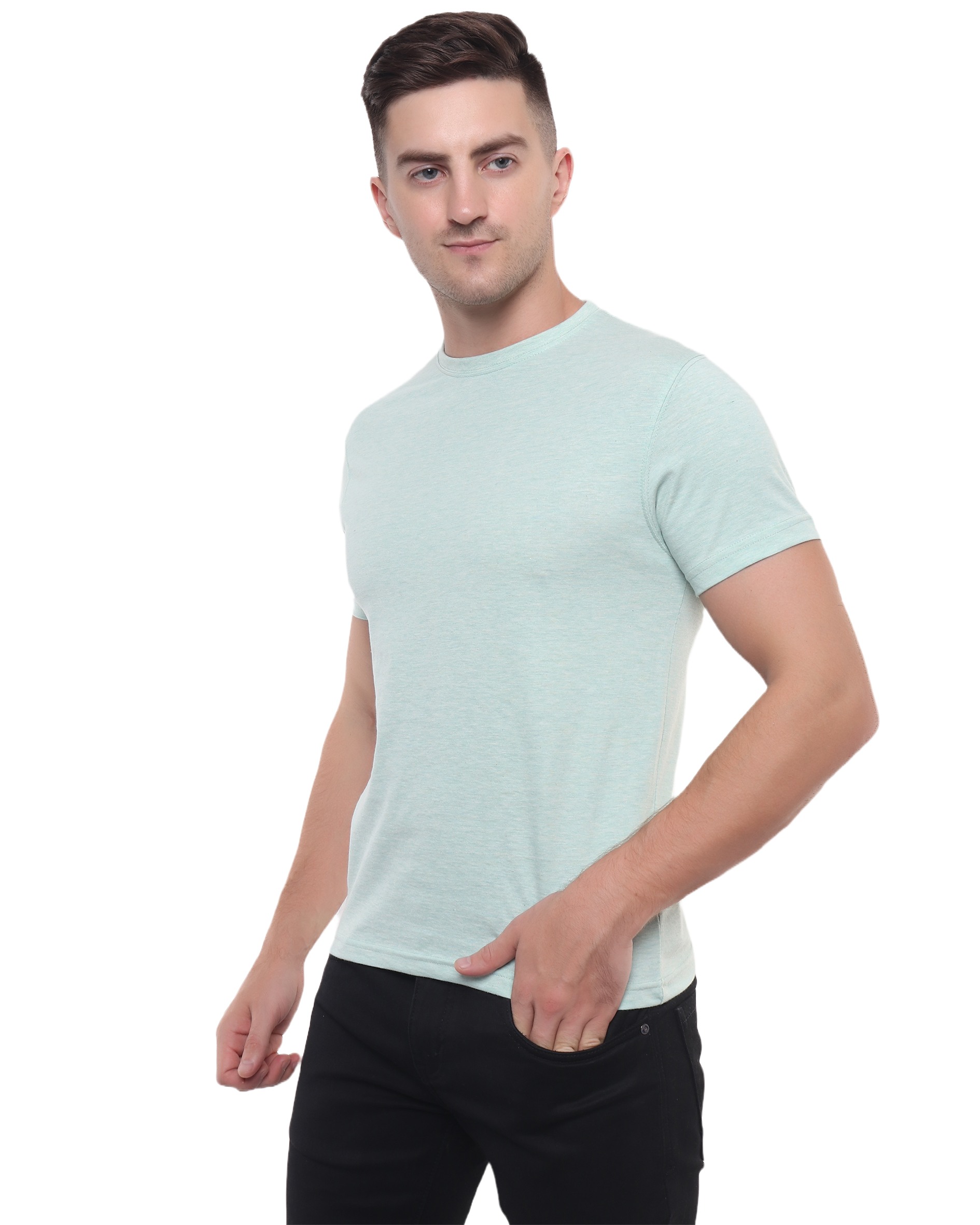 Tea Green Round Neck T Shirt