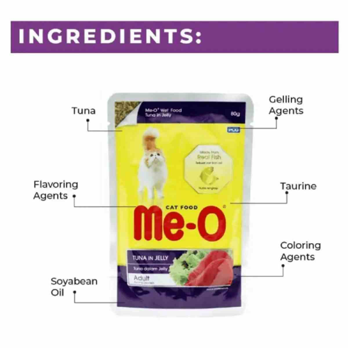 Me O Tuna in Jelly Adult Wet Cat Food (Pack of 6) - 80Gm