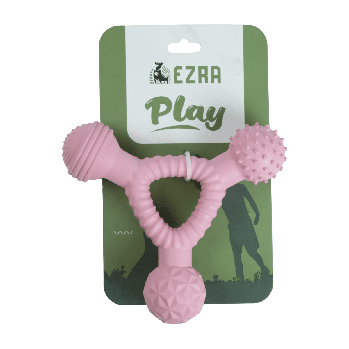 Ezra Play Dumbell- Pink Rubber Toy