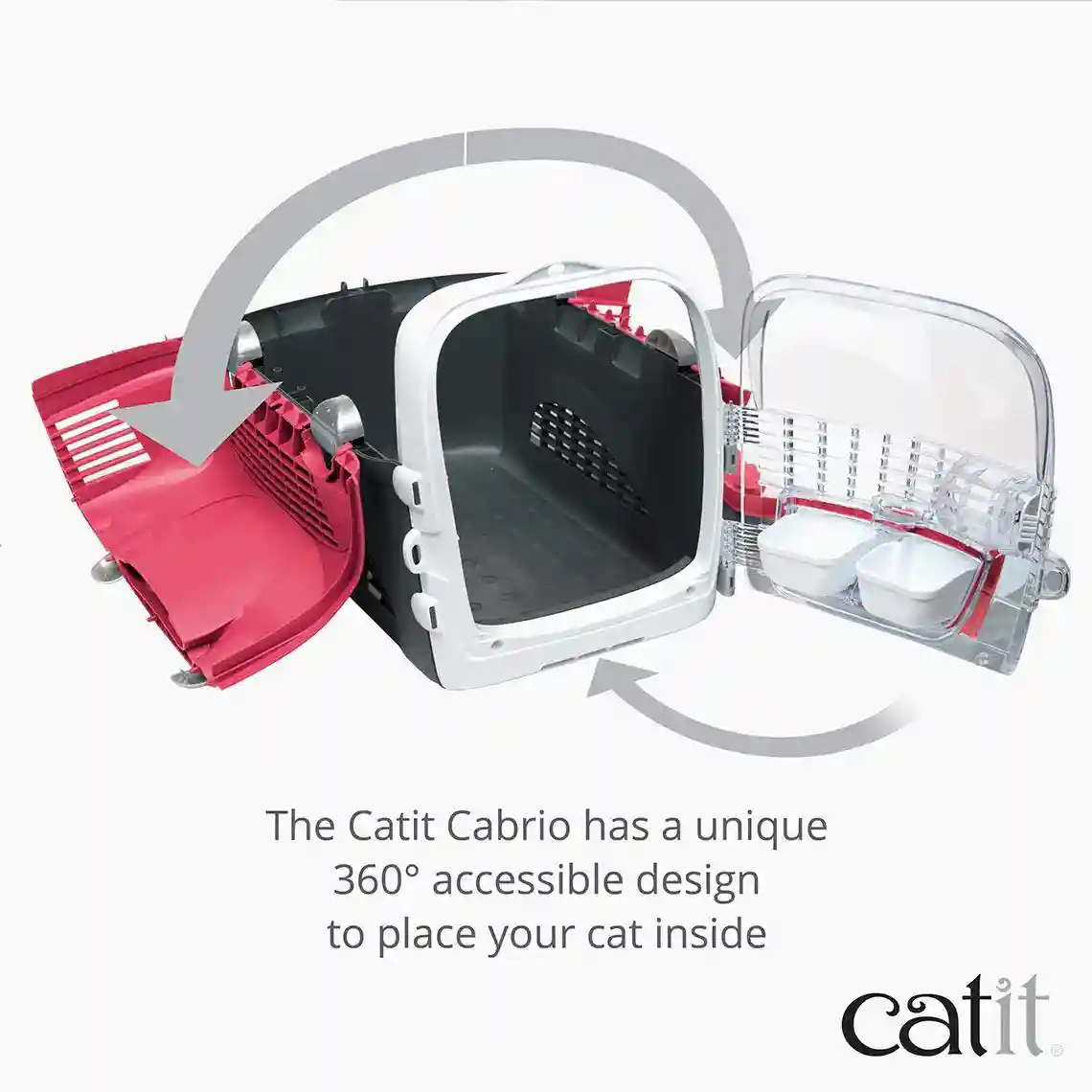 Catit Cabrio Carrier for Cats, Cherry Red