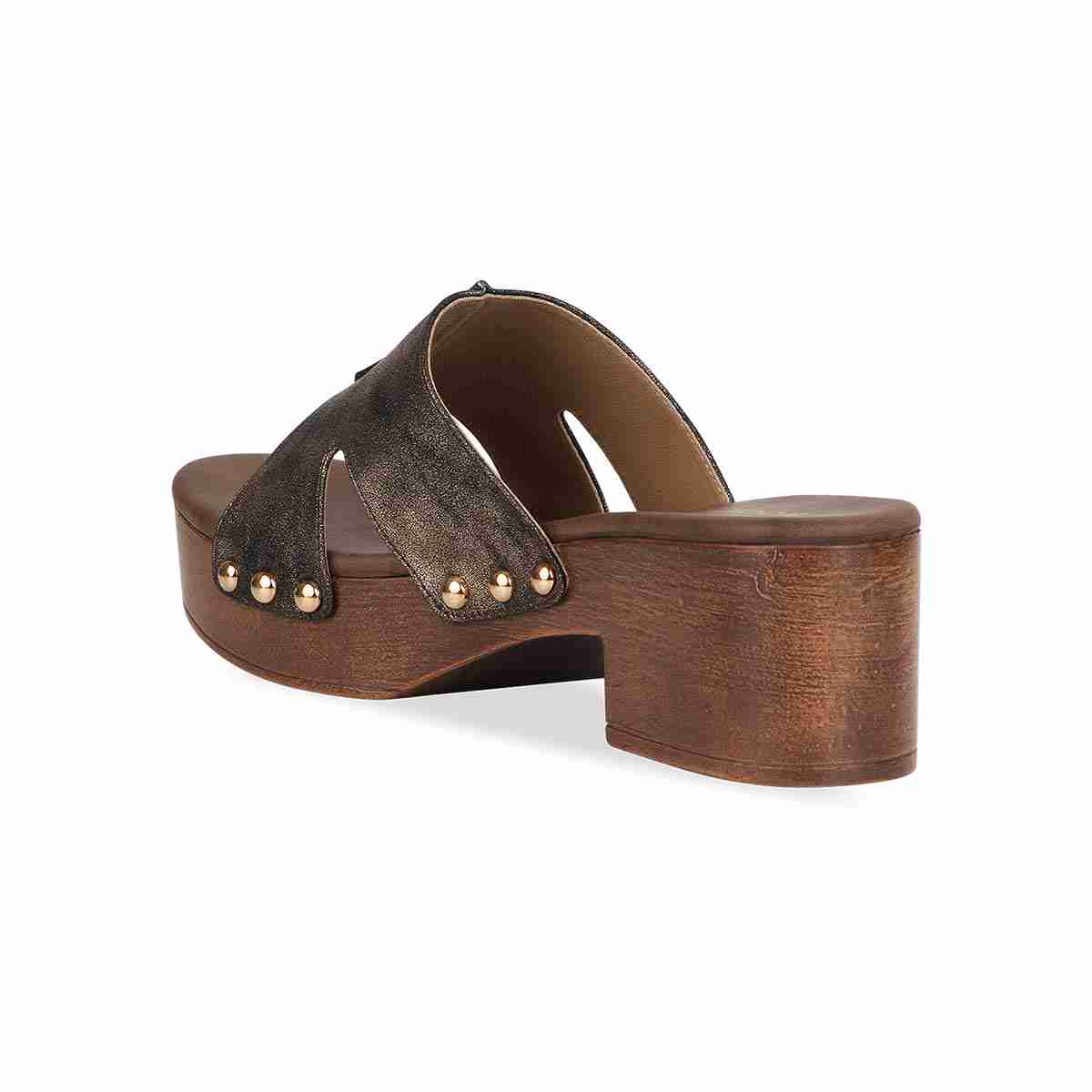 Women wooden finish Block heels