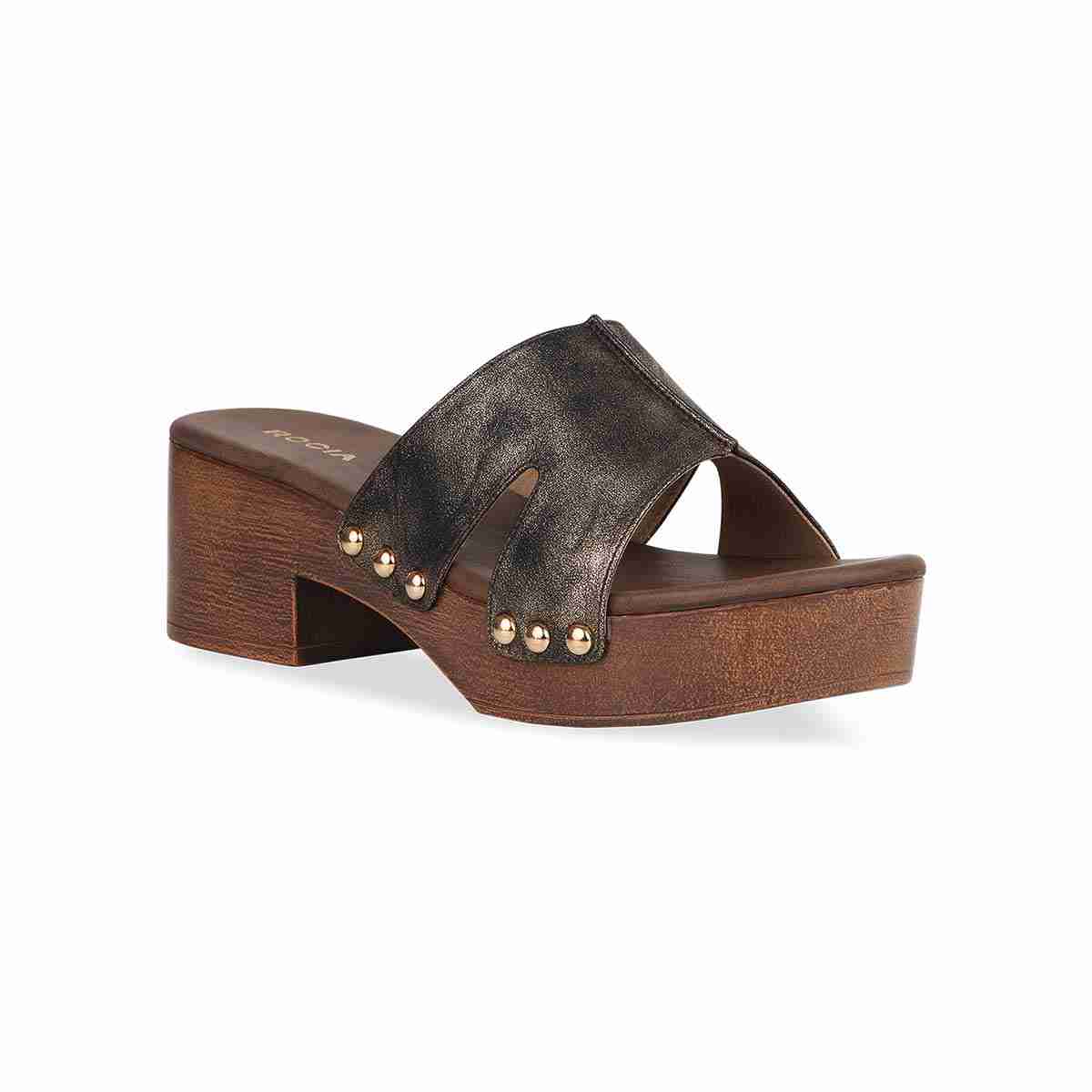 Women wooden finish Block heels