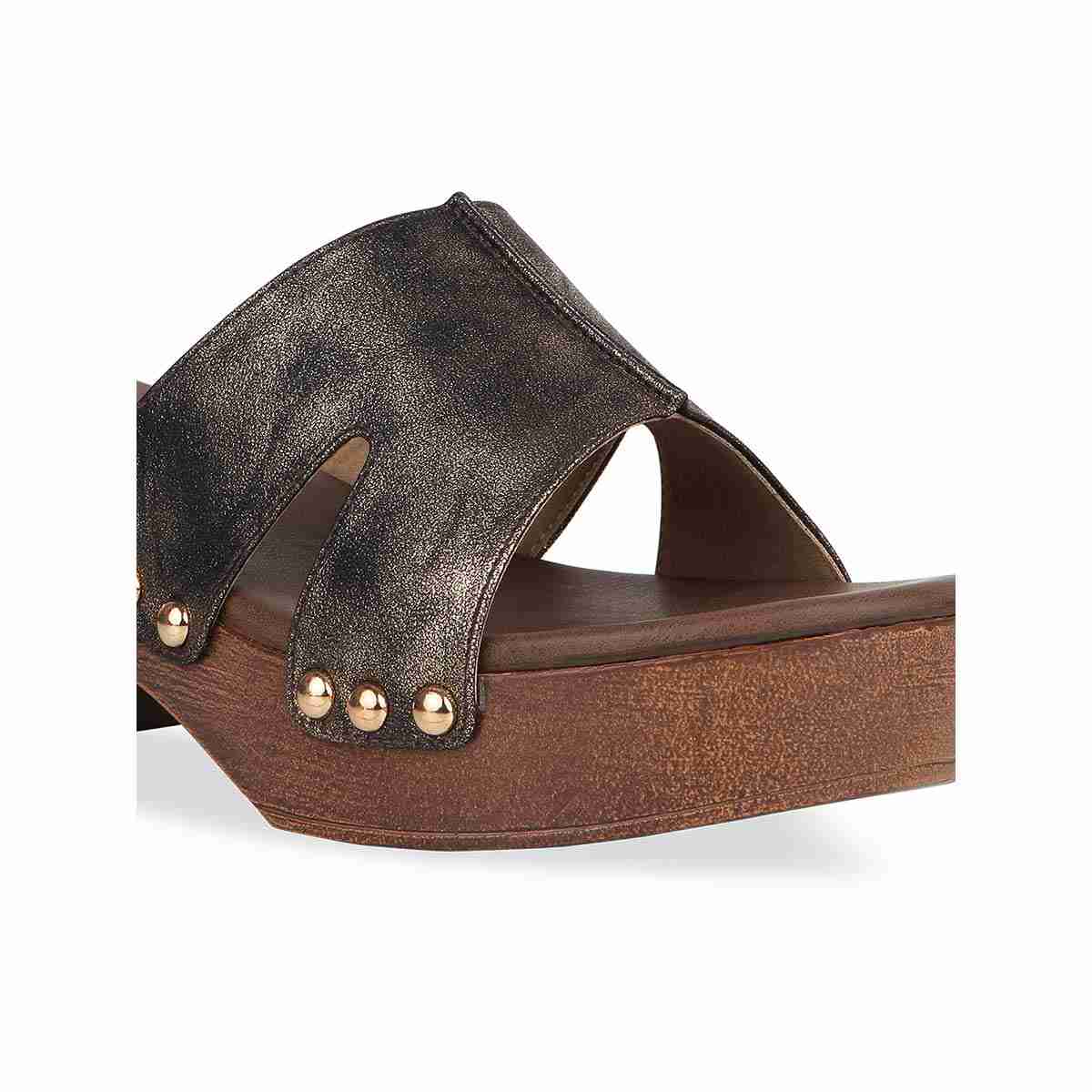 Women wooden finish Block heels