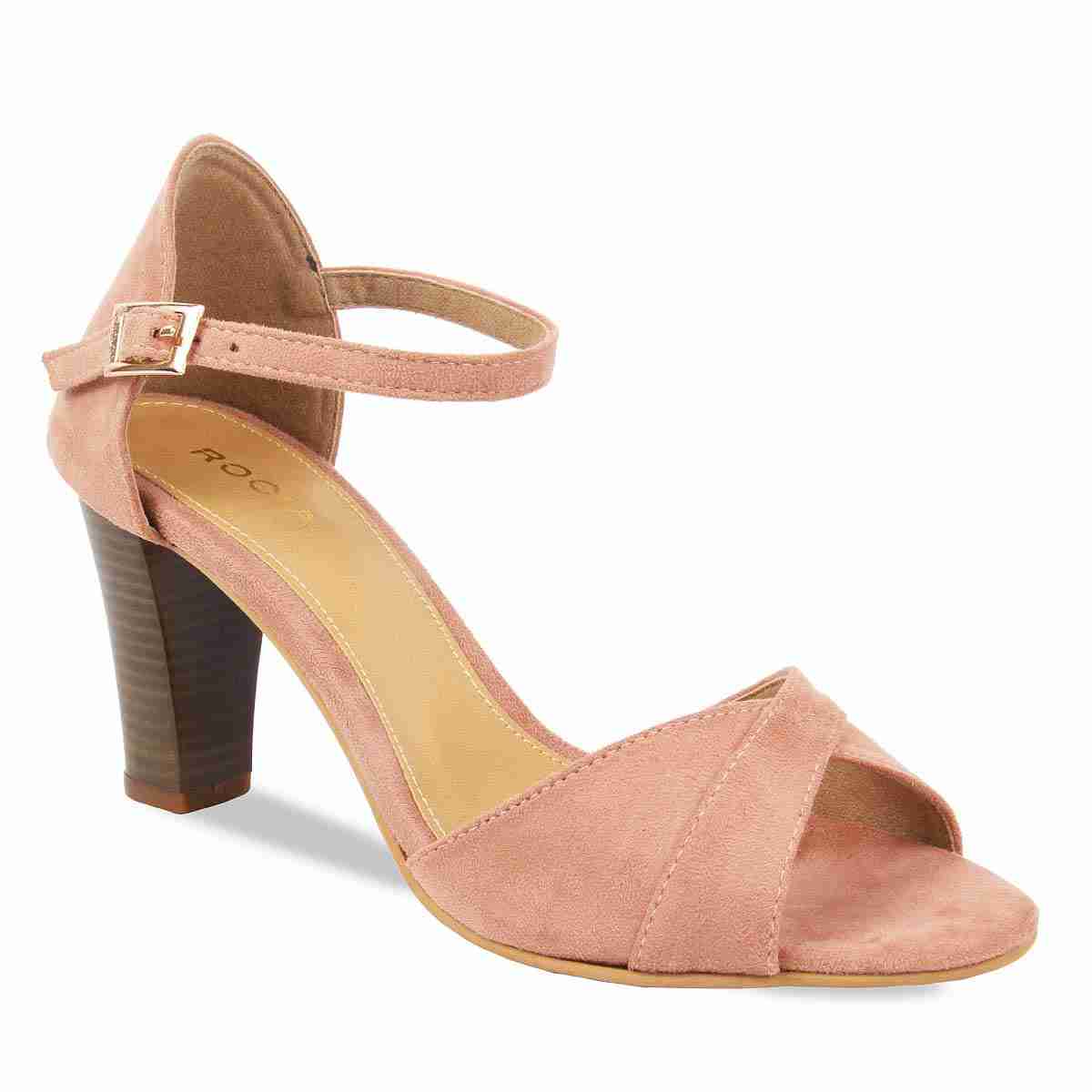 peach formal block heels