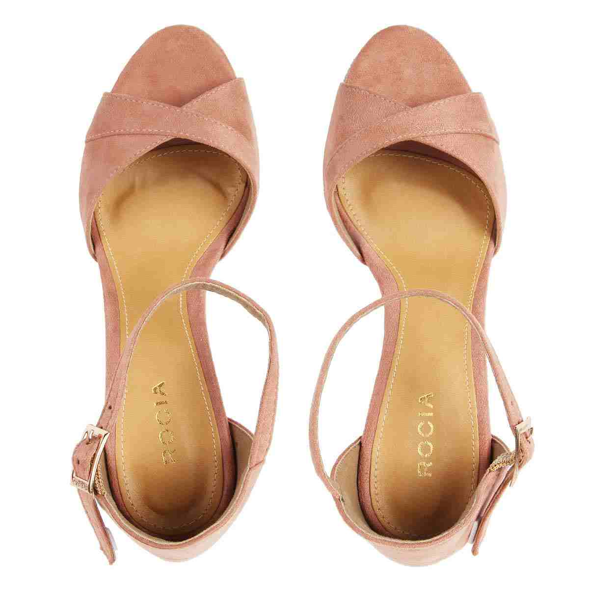 peach formal block heels