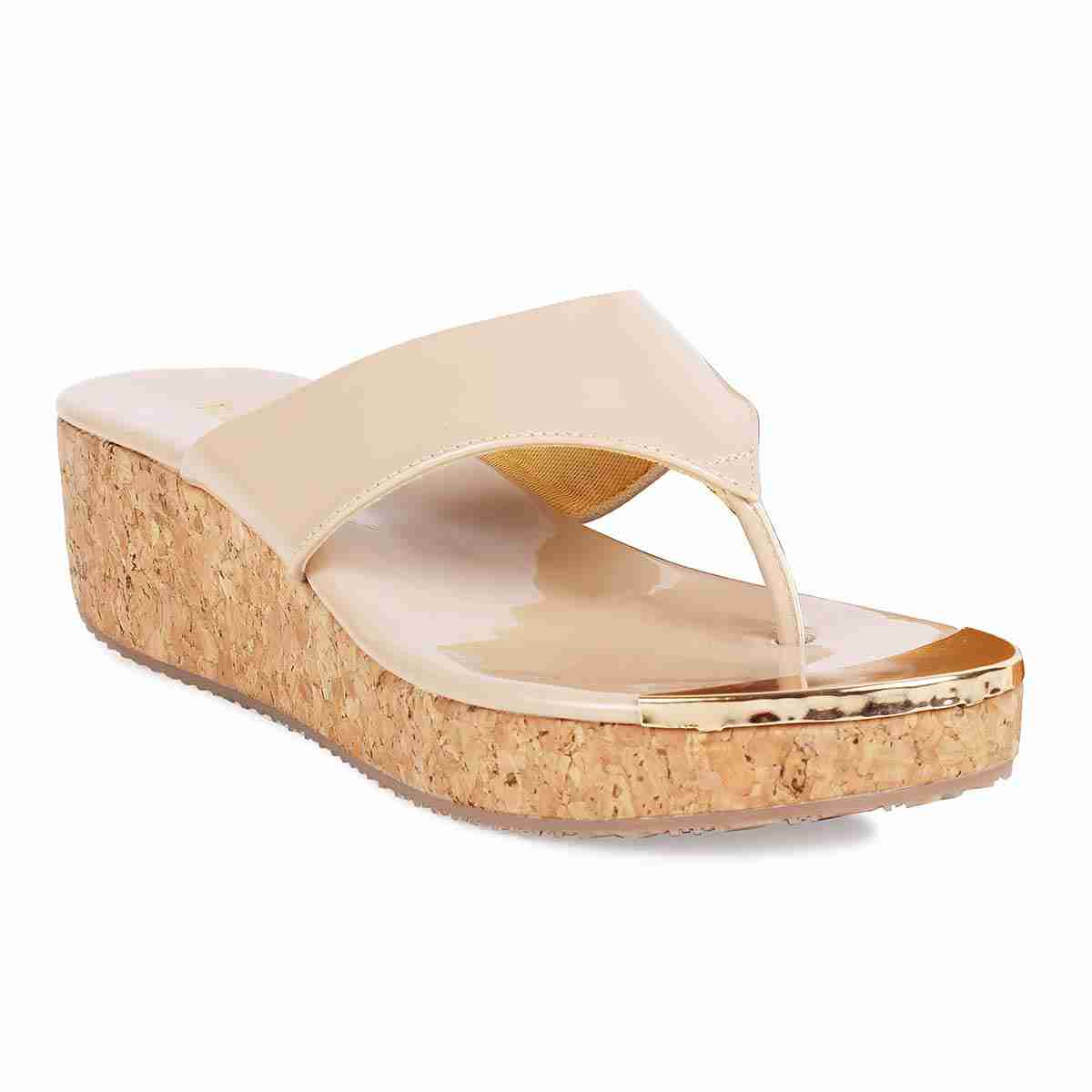 Rocia By Regal Beige Women's Open Toe Wedge Heel Sandals