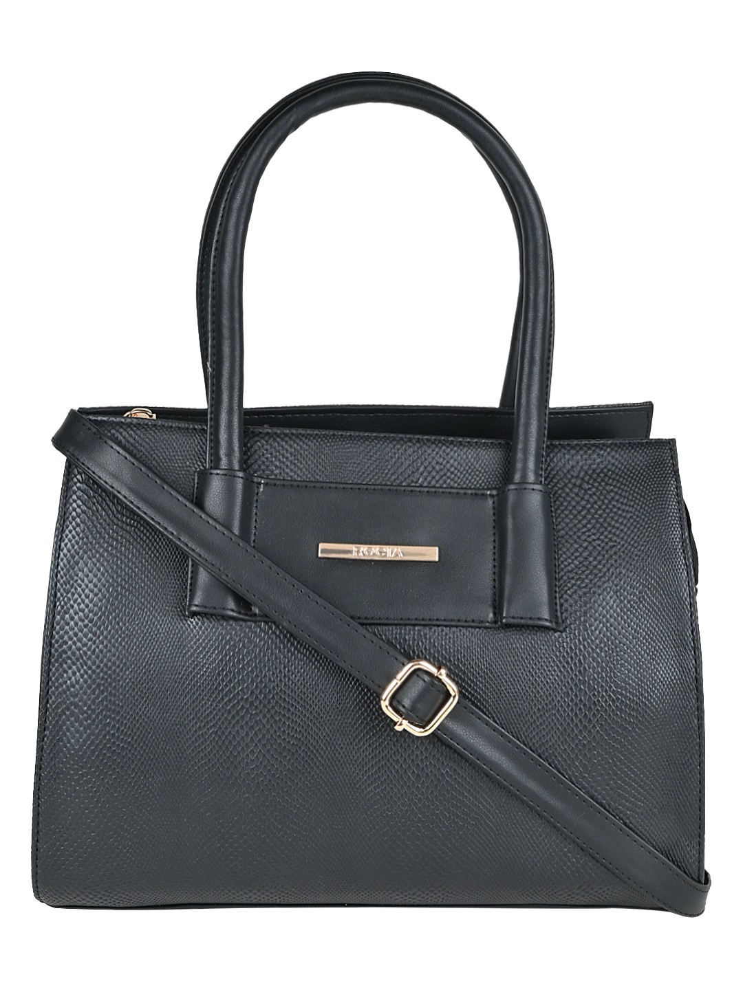 Rocia By Regal Black Women Textured Print Handbag