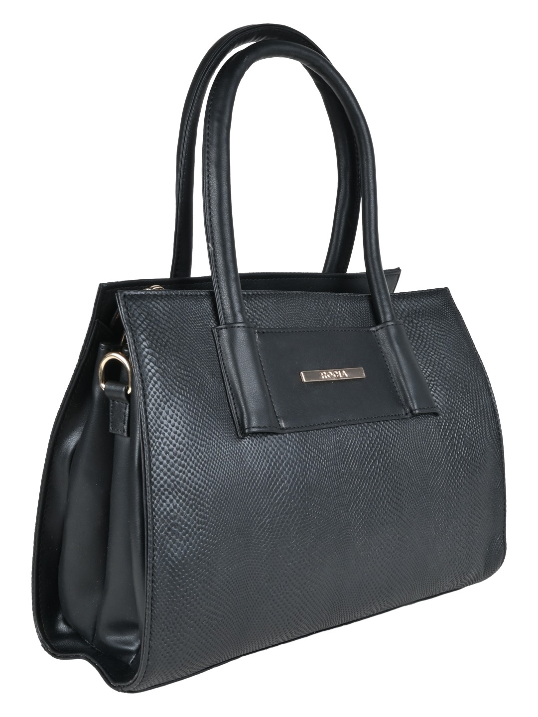 Rocia By Regal Black Women Textured Print Handbag