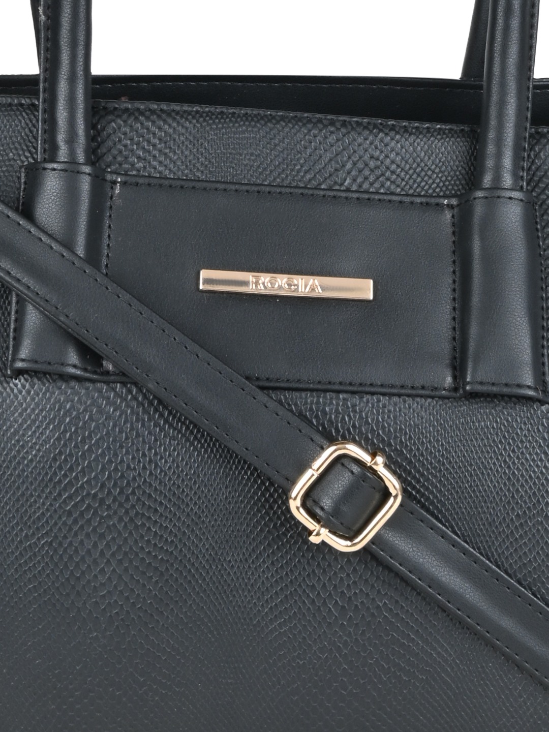 Rocia By Regal Black Women Textured Print Handbag