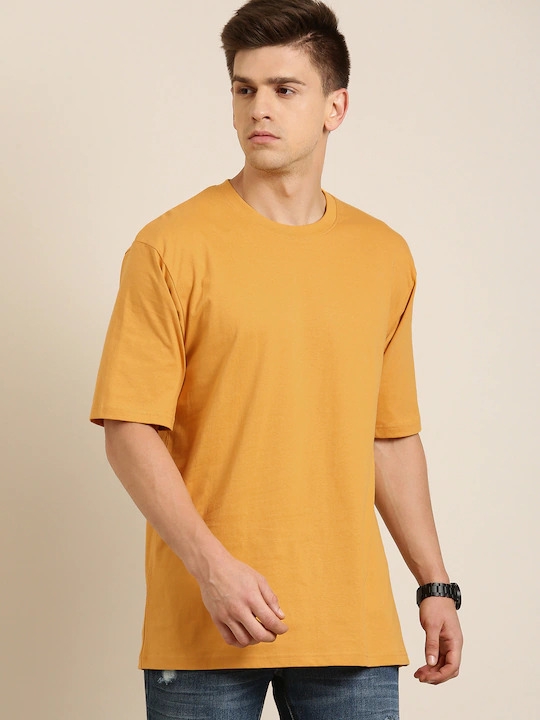 RodZen | RodZen Men Solid Musatrd Half Sleeve Tshirt 0