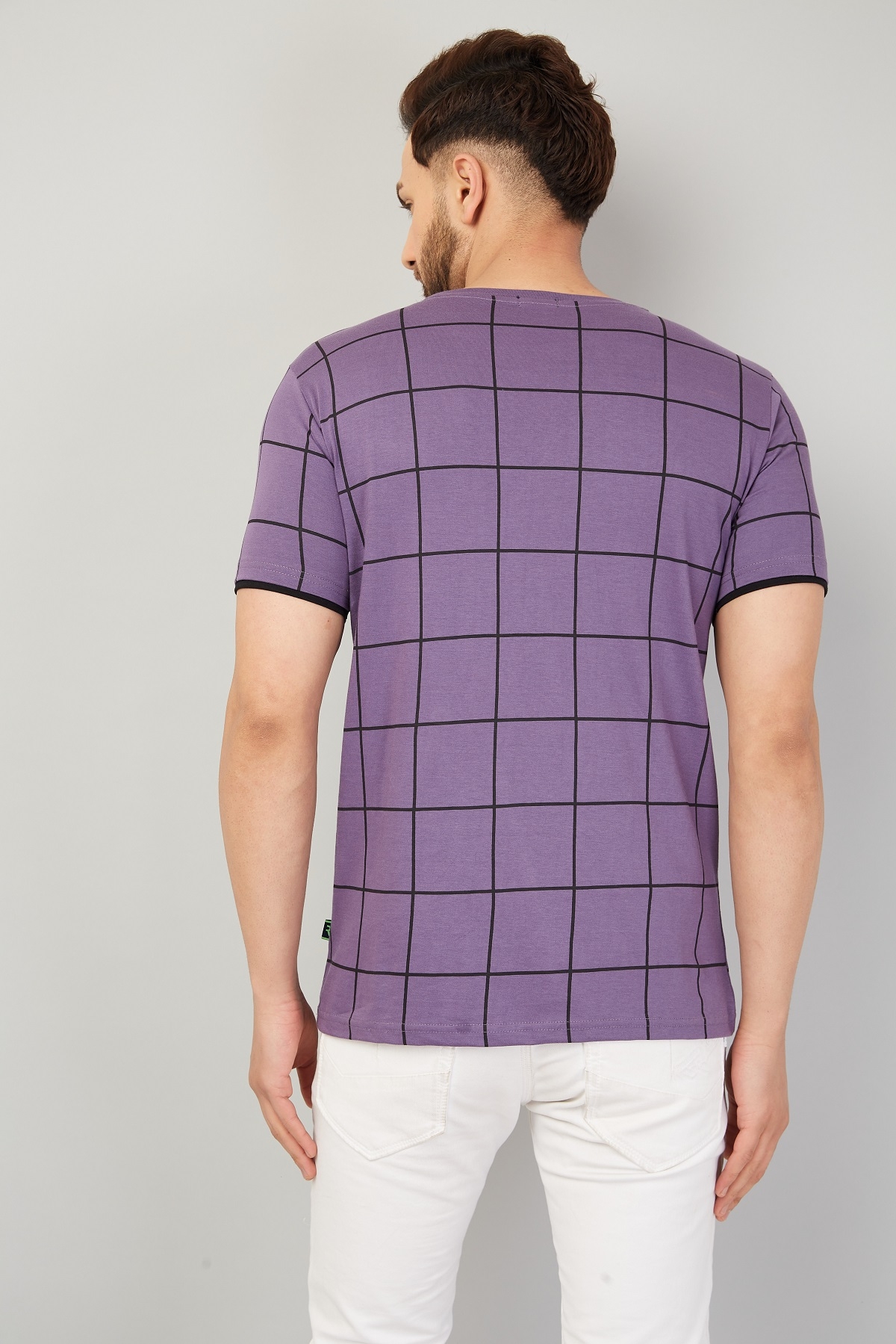 RodZen | Round neck Half Sleeve Purple All Over Printed Cotton Tshirt For Men & Boys 1