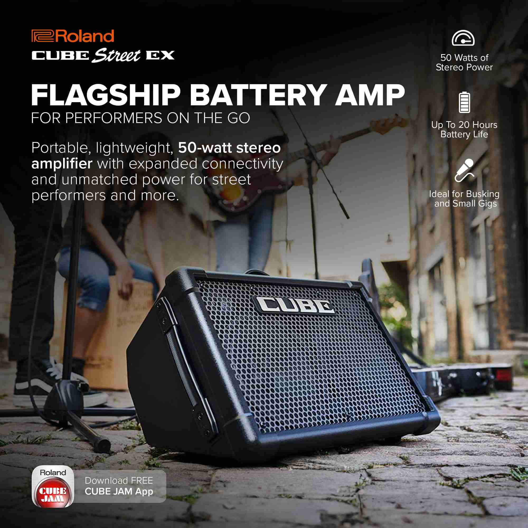 Roland CUBE Street EX 50W Battery-Powered Portable Guitar Amplifier with COSM Effects 2