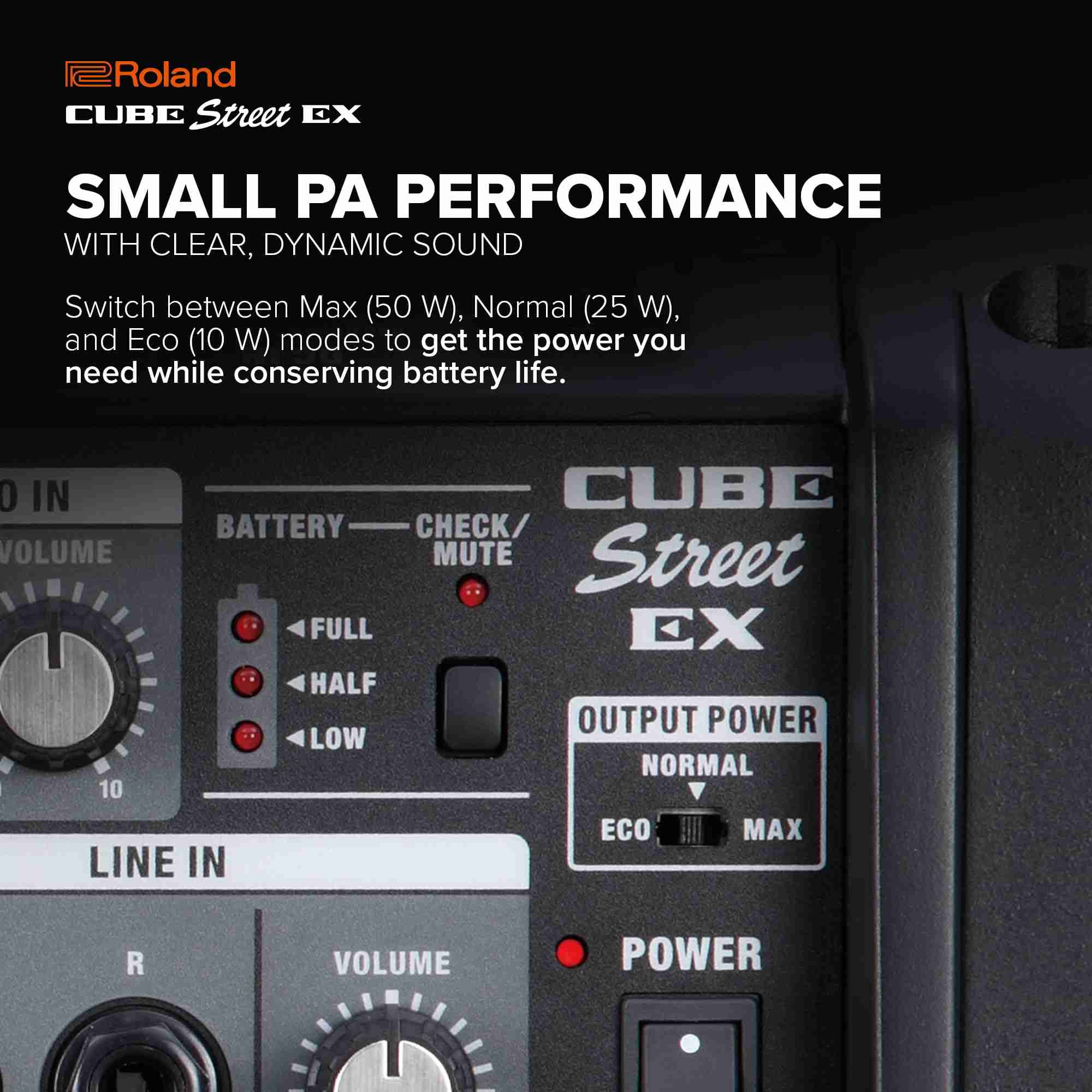 Roland CUBE Street EX 50W Battery-Powered Portable Guitar Amplifier with COSM Effects 3