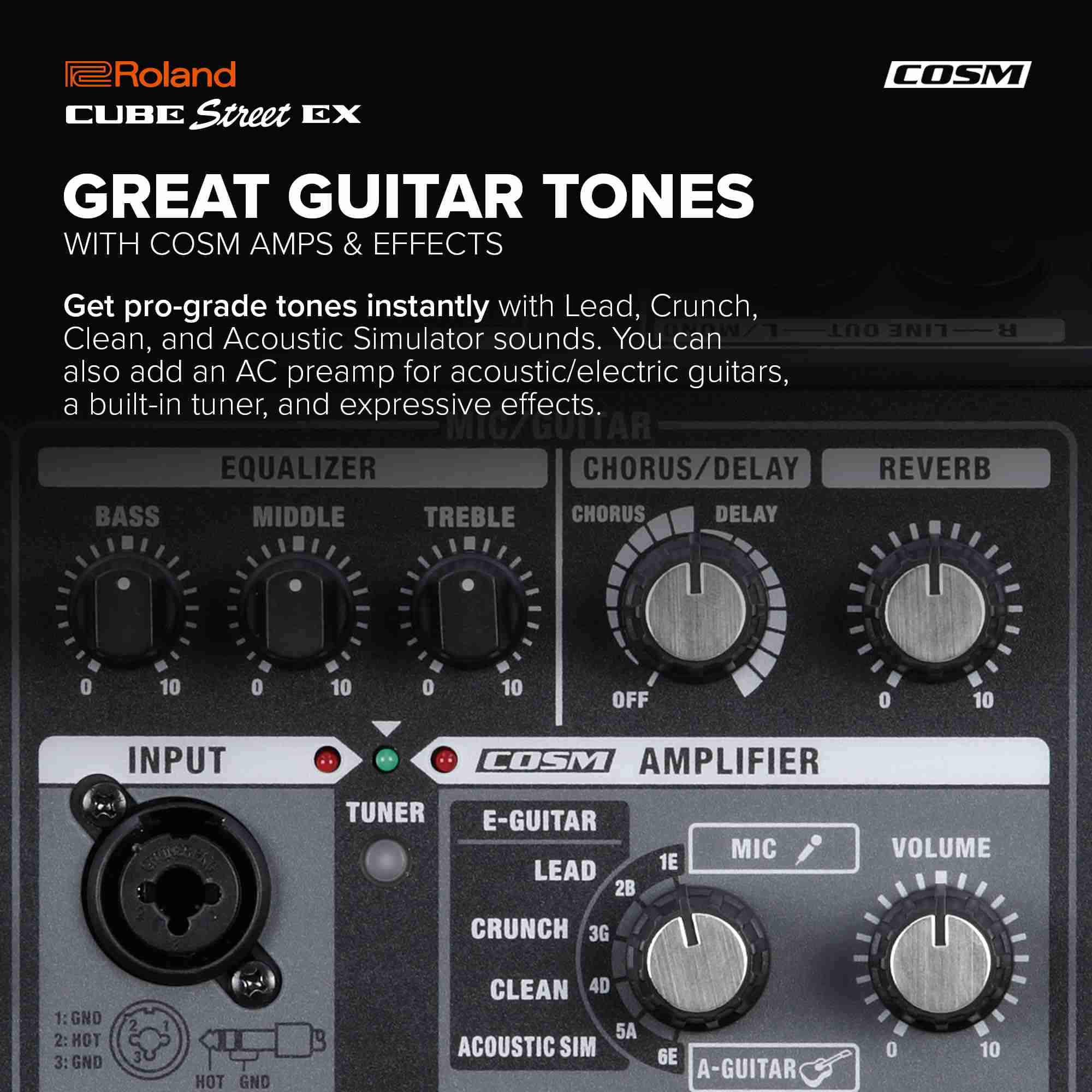 Roland CUBE Street EX 50W Battery-Powered Portable Guitar Amplifier with COSM Effects 5
