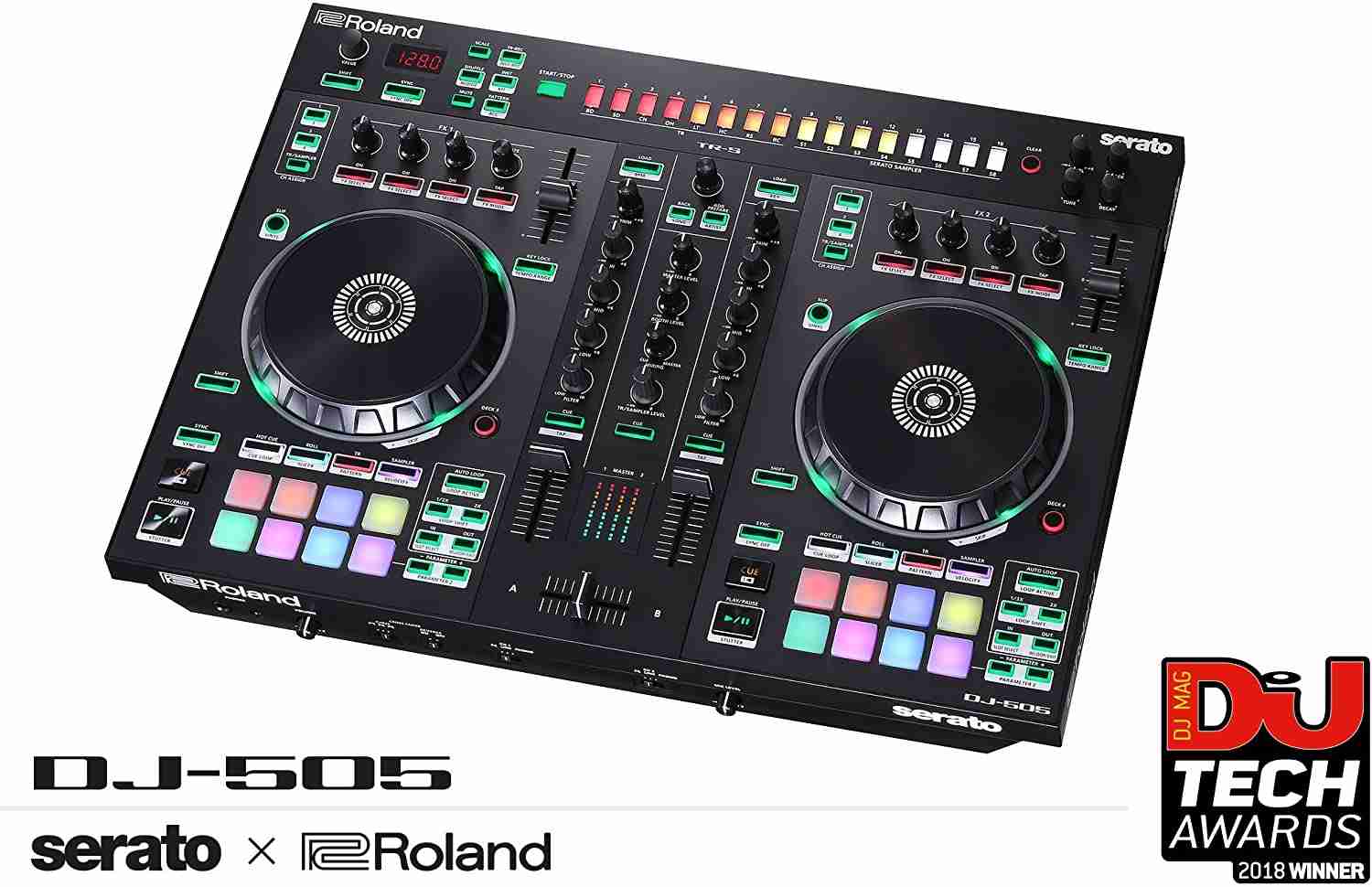 Roland DJ-505 2-Channel 4-Deck Serato DJ Controller with TR Drum Machine 2