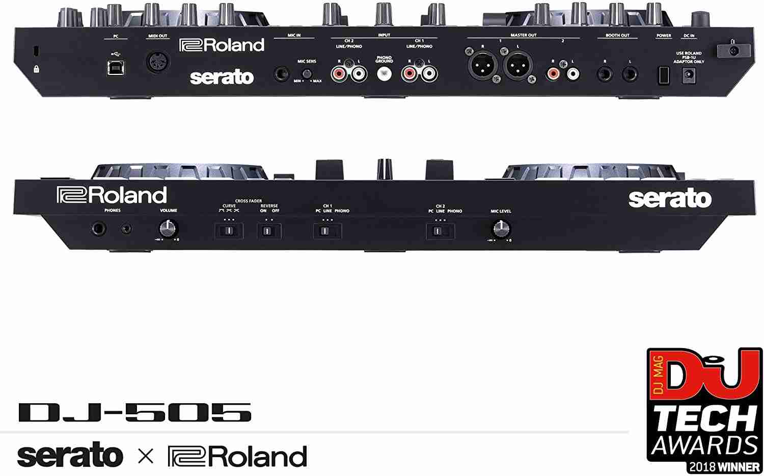 Roland DJ-505 2-Channel 4-Deck Serato DJ Controller with TR Drum Machine 3