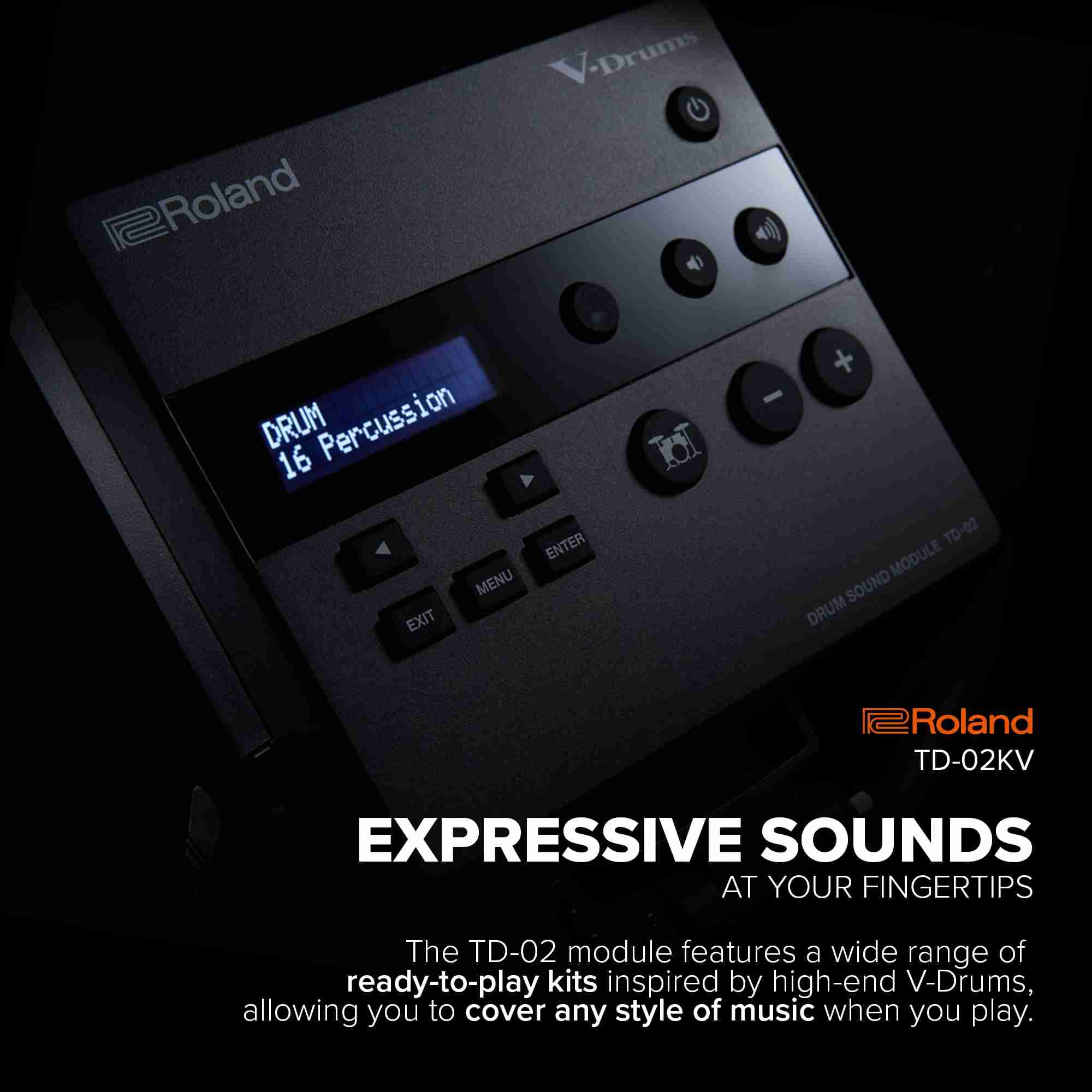 Roland V-Drums TD-02KV Electronic Drum Set with Mesh Snare Pad and USB 5