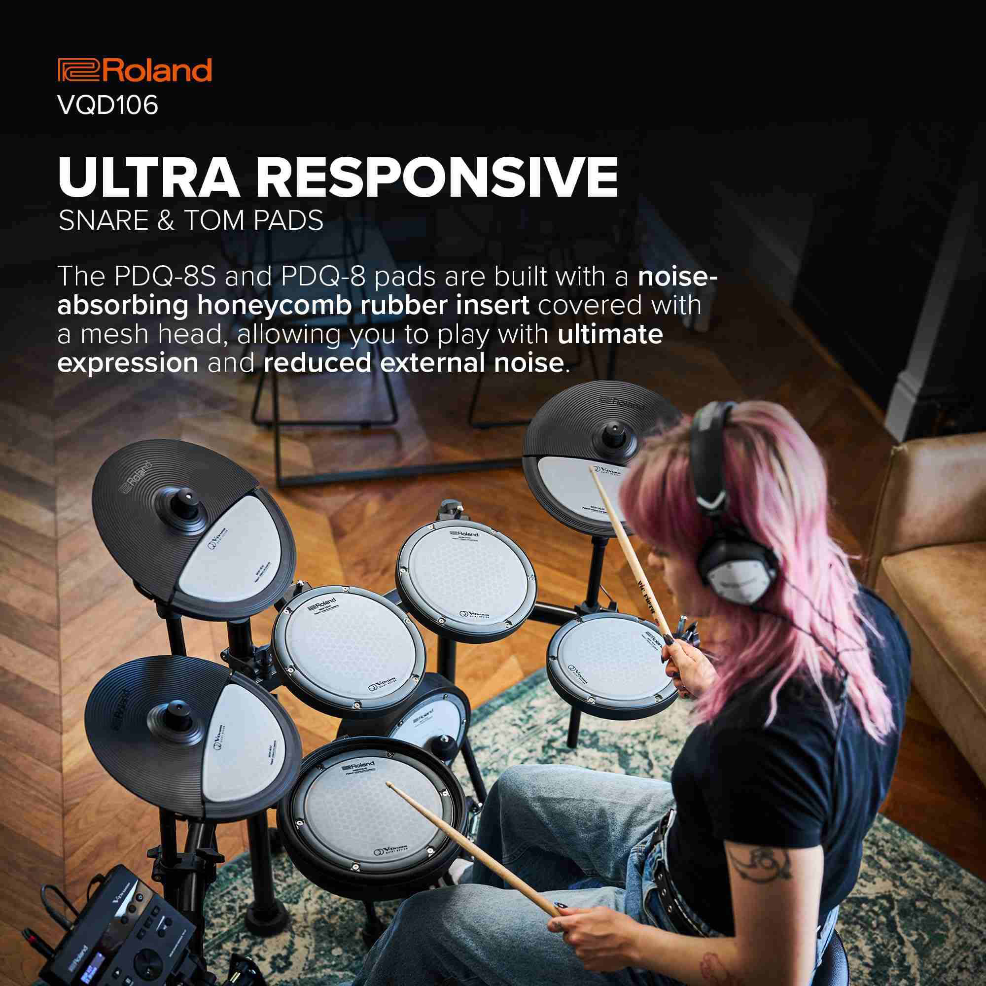 Roland VQD106 V-Drums 5-Piece Electronic Drum Kit with Mesh Heads and TD-07 Module 3