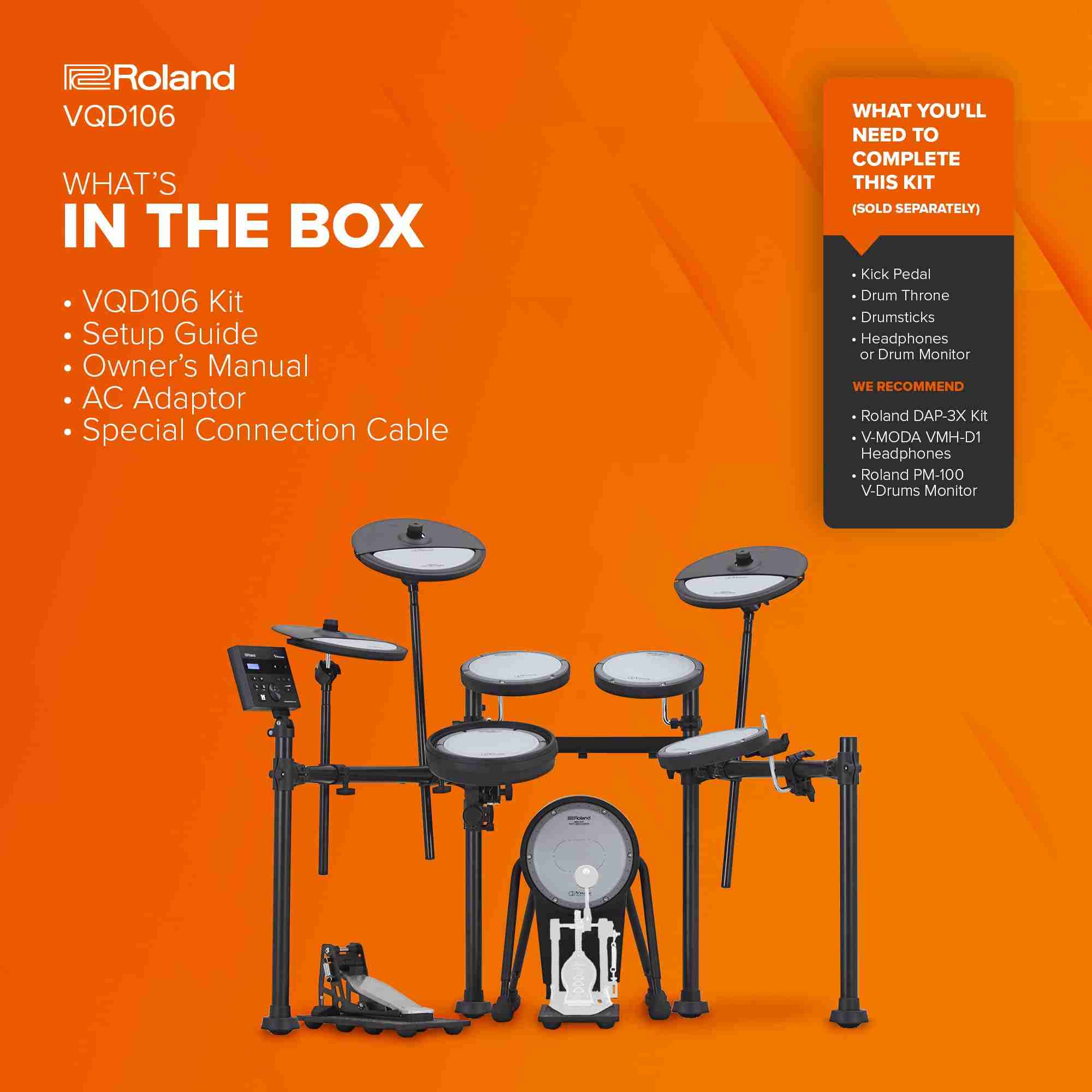 Roland VQD106 V-Drums 5-Piece Electronic Drum Kit with Mesh Heads and TD-07 Module 6