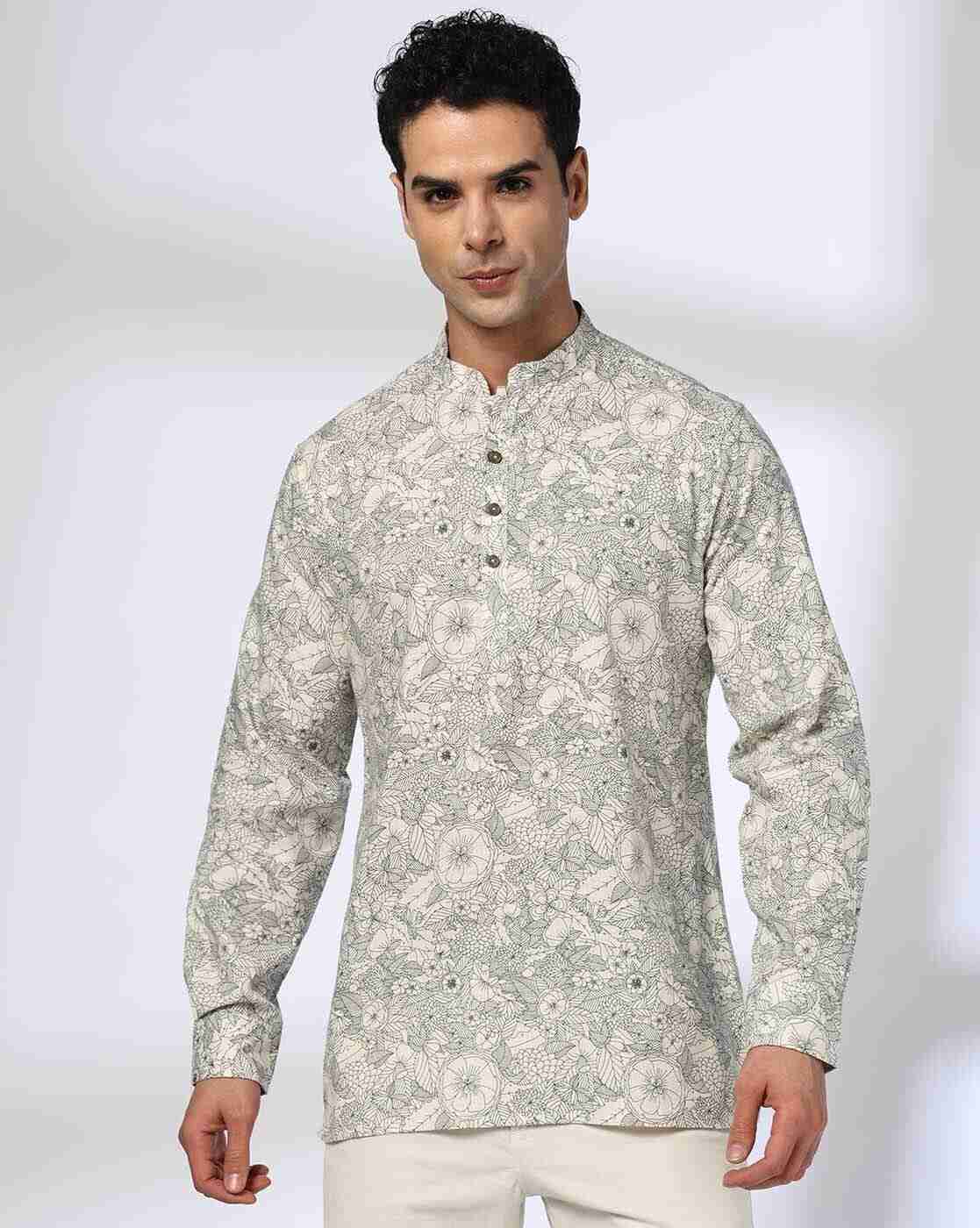 ROYAAJ | Men Floral Print Slim Fit Kurta