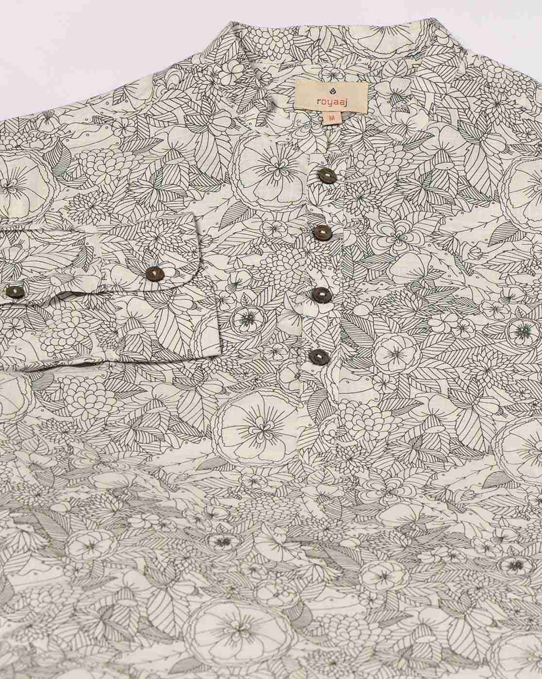 ROYAAJ | Men Floral Print Slim Fit Kurta|5