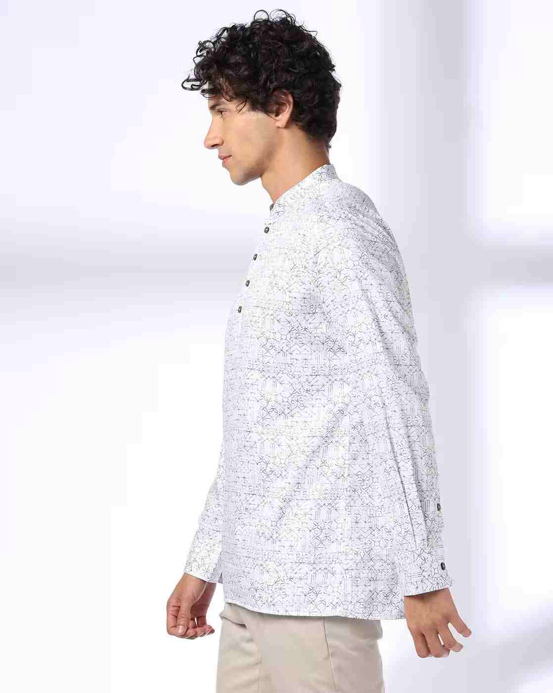 ROYAAJ | Men Geometric Print Slim Fit Kurta