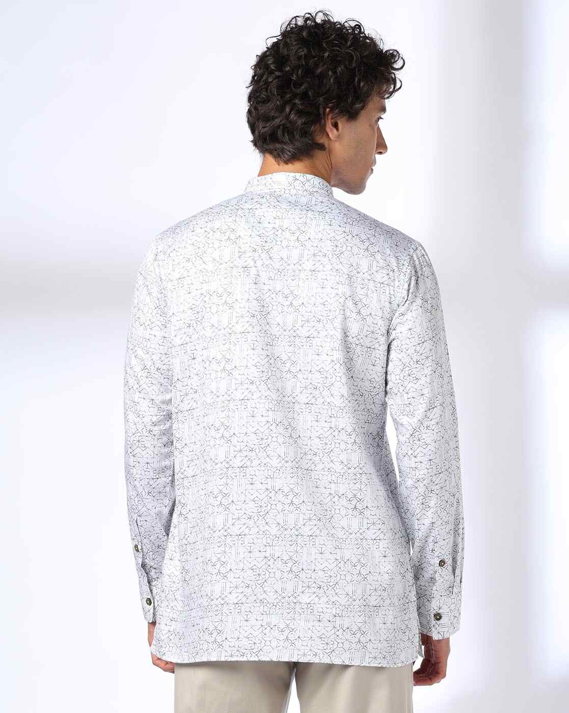 ROYAAJ | Men Geometric Print Slim Fit Kurta|2