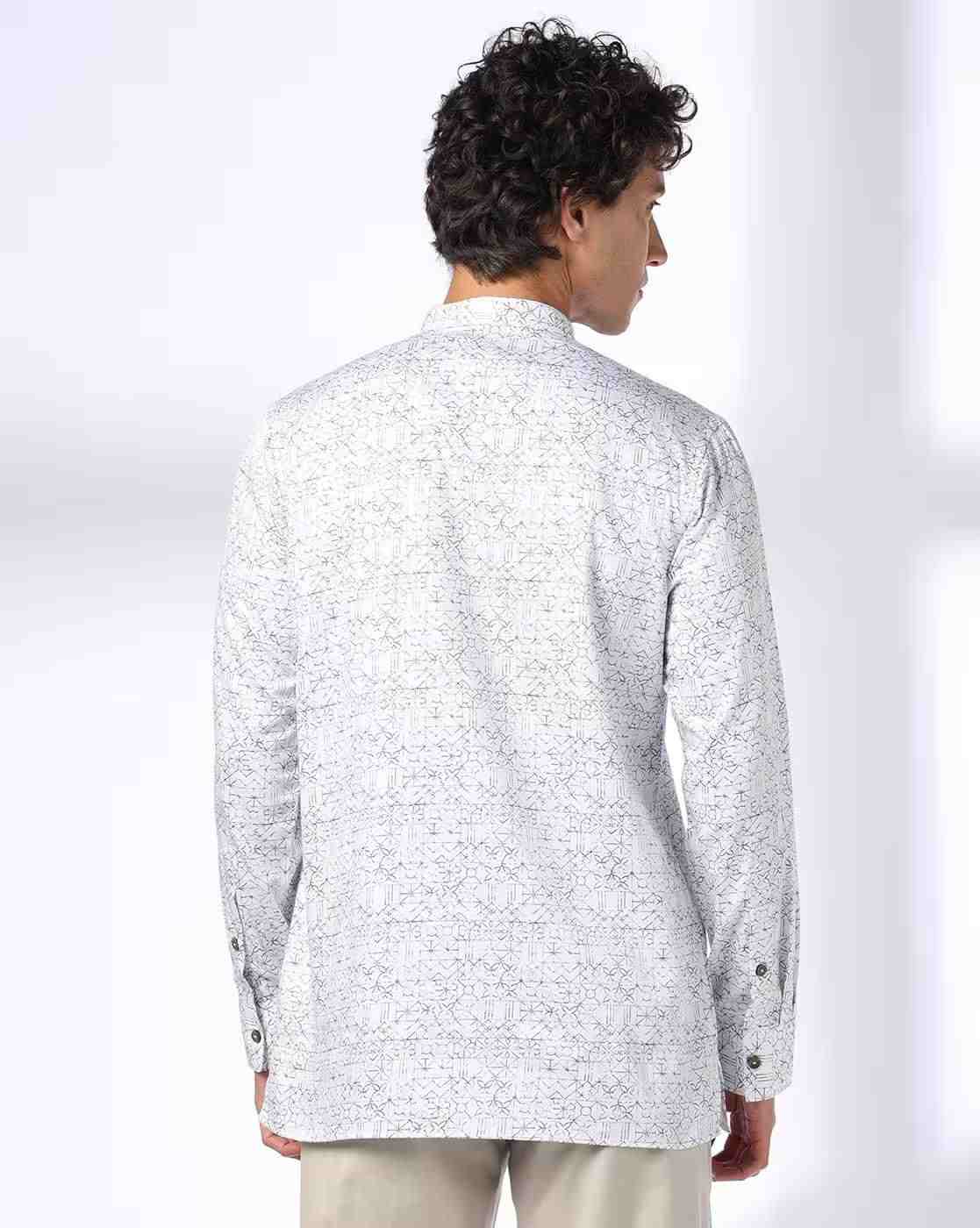 ROYAAJ | Men Geometric Print Slim Fit Kurta|2