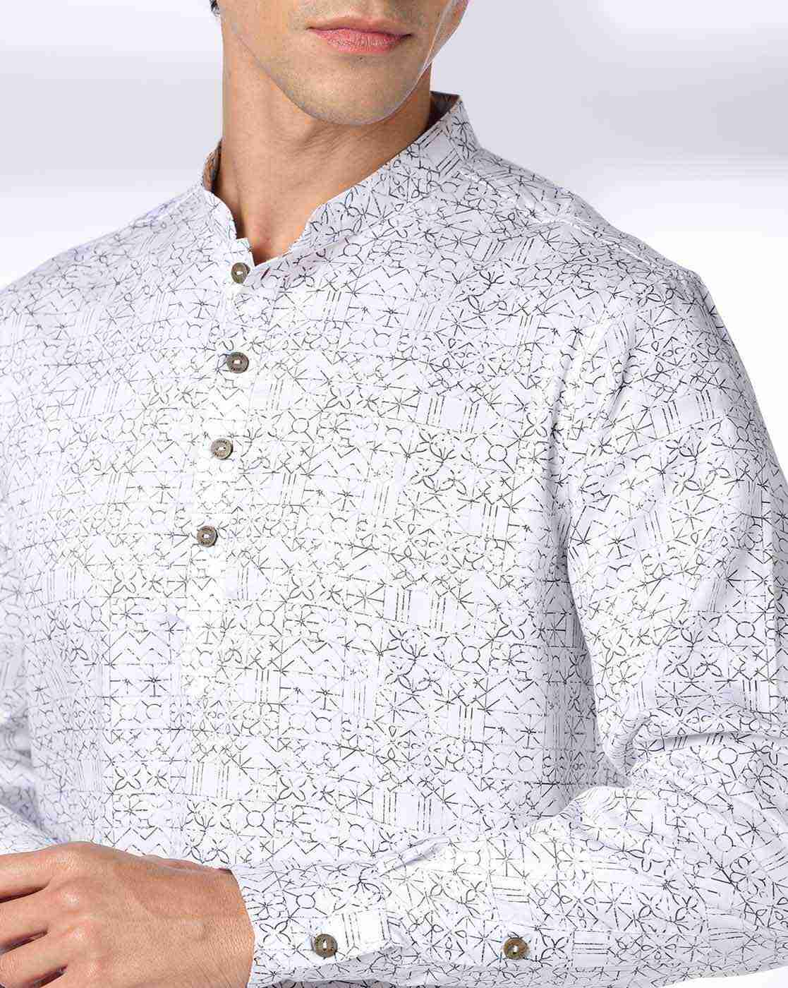ROYAAJ | Men Geometric Print Slim Fit Kurta|3