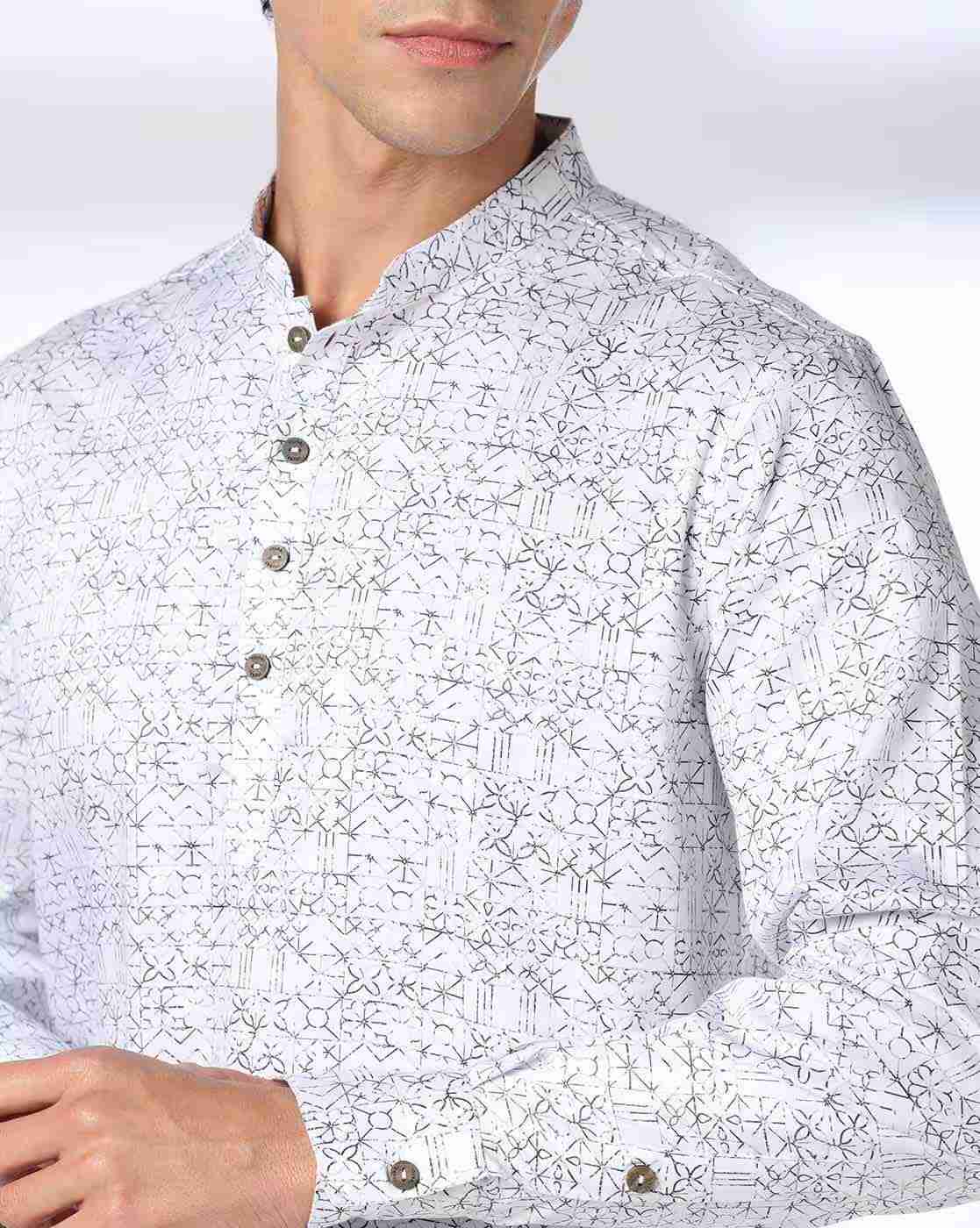 ROYAAJ | Men Geometric Print Slim Fit Kurta|3