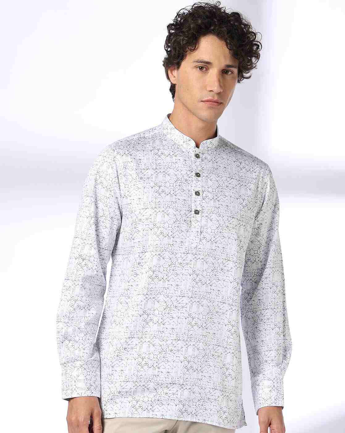 ROYAAJ | Men Geometric Print Slim Fit Kurta|4