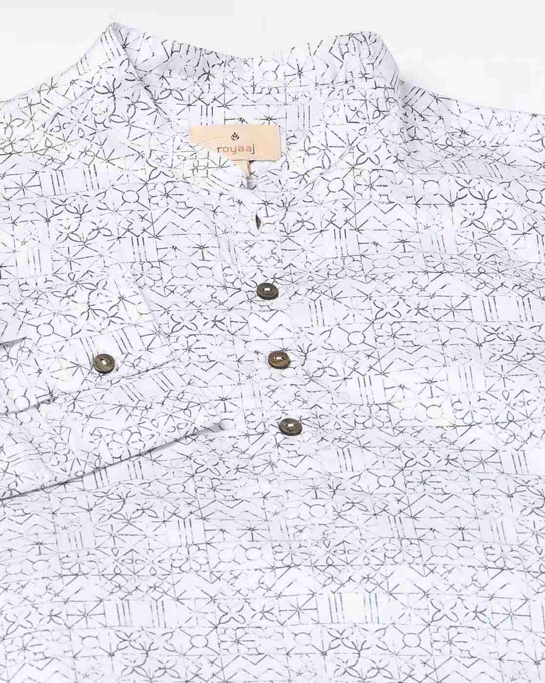 ROYAAJ | Men Geometric Print Slim Fit Kurta|5