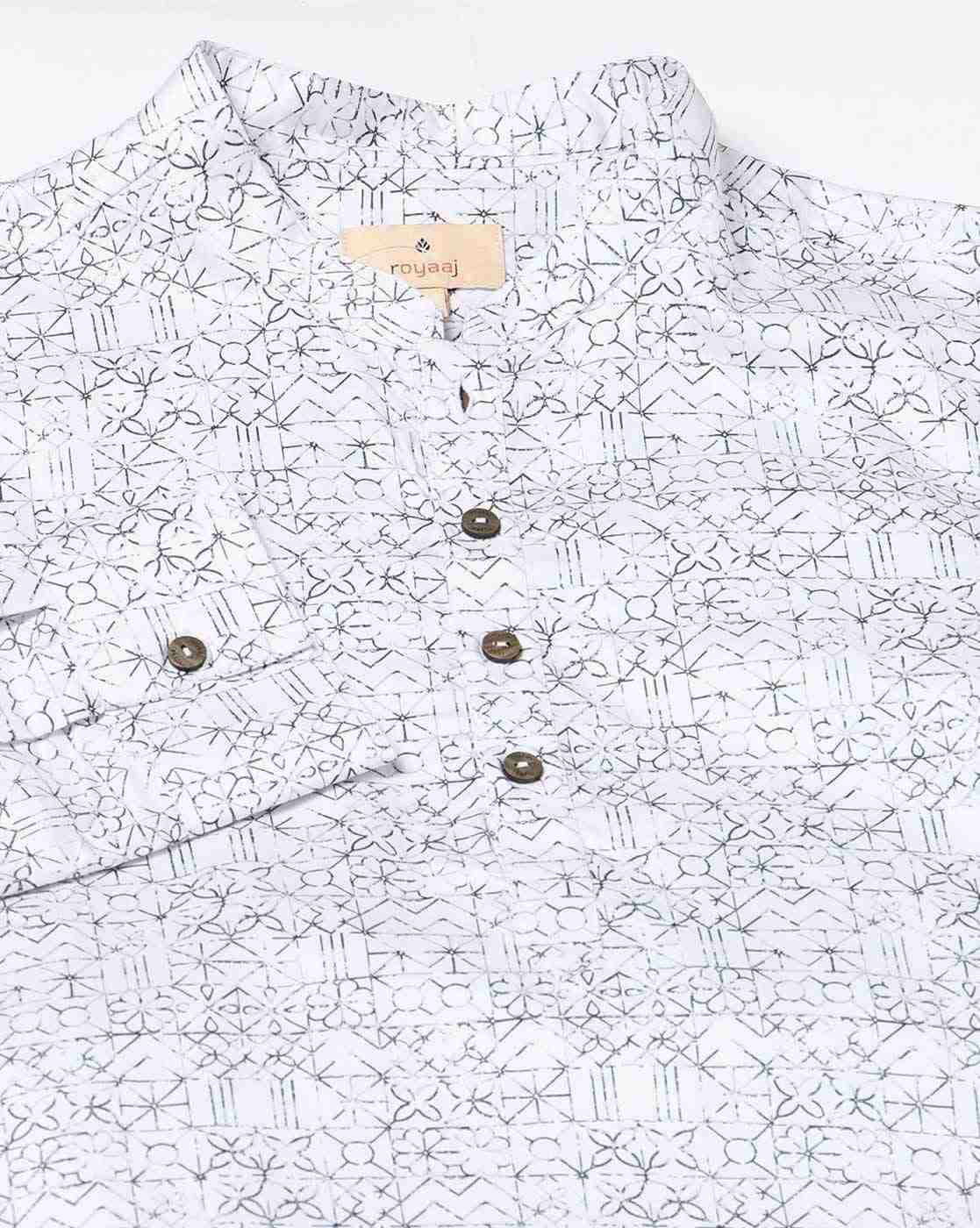 ROYAAJ | Men Geometric Print Slim Fit Kurta|5