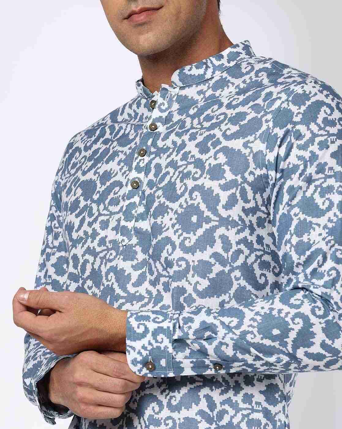 ROYAAJ | Men Printed Slim Fit Short Kurta|3