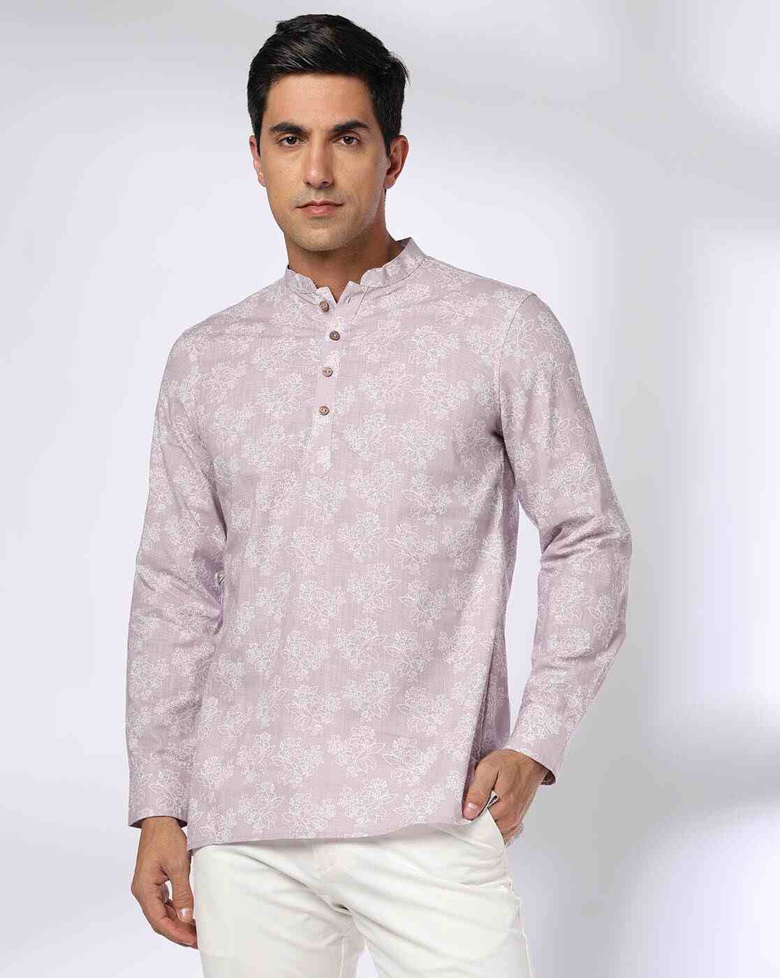 Men Printed Slim Fit Short Kurta