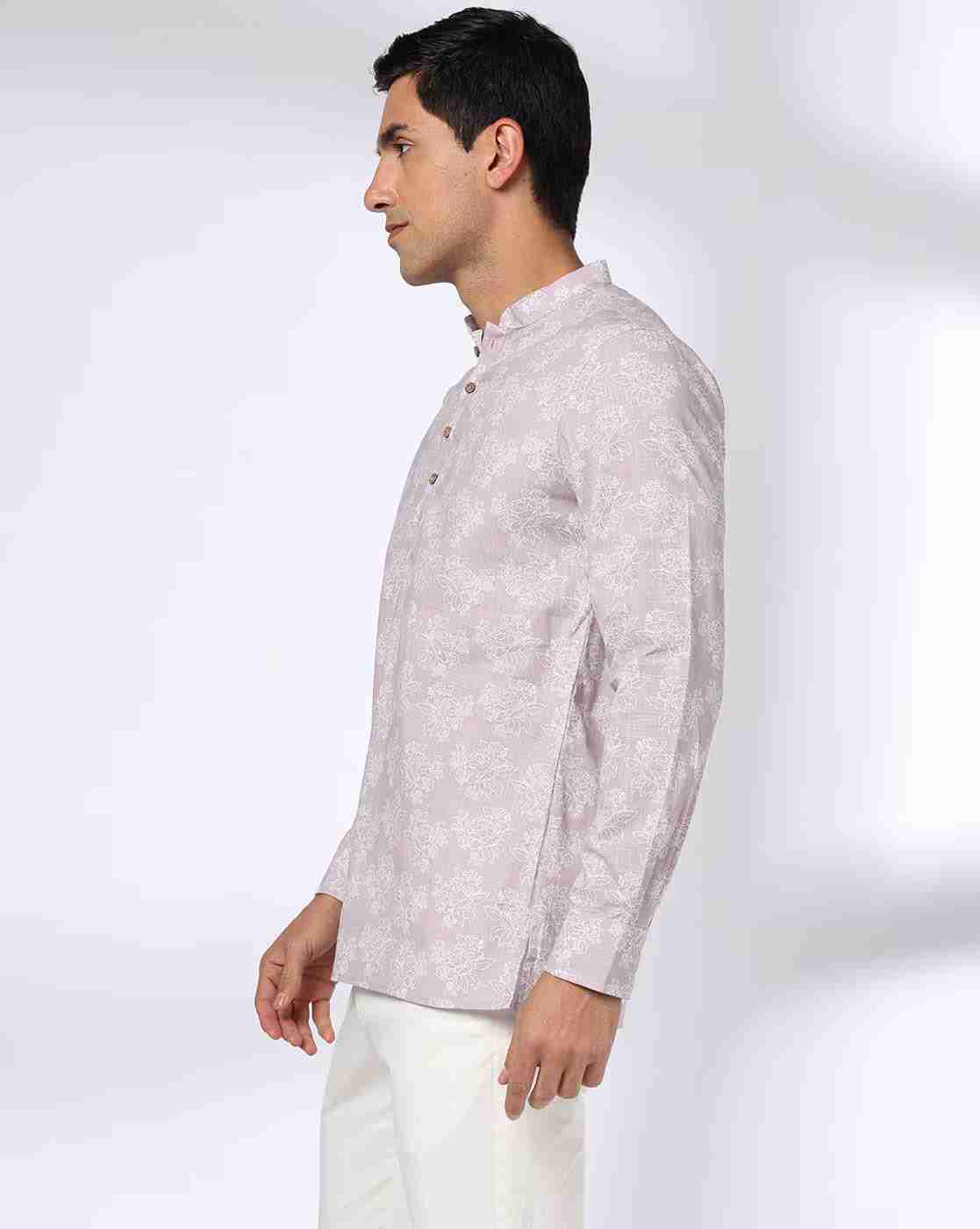 ROYAAJ | Men Printed Slim Fit Short Kurta