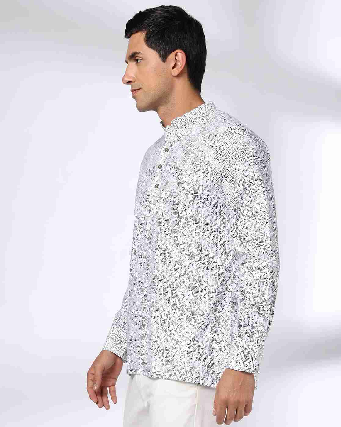 Men Printed Slim Fit Short Kurta