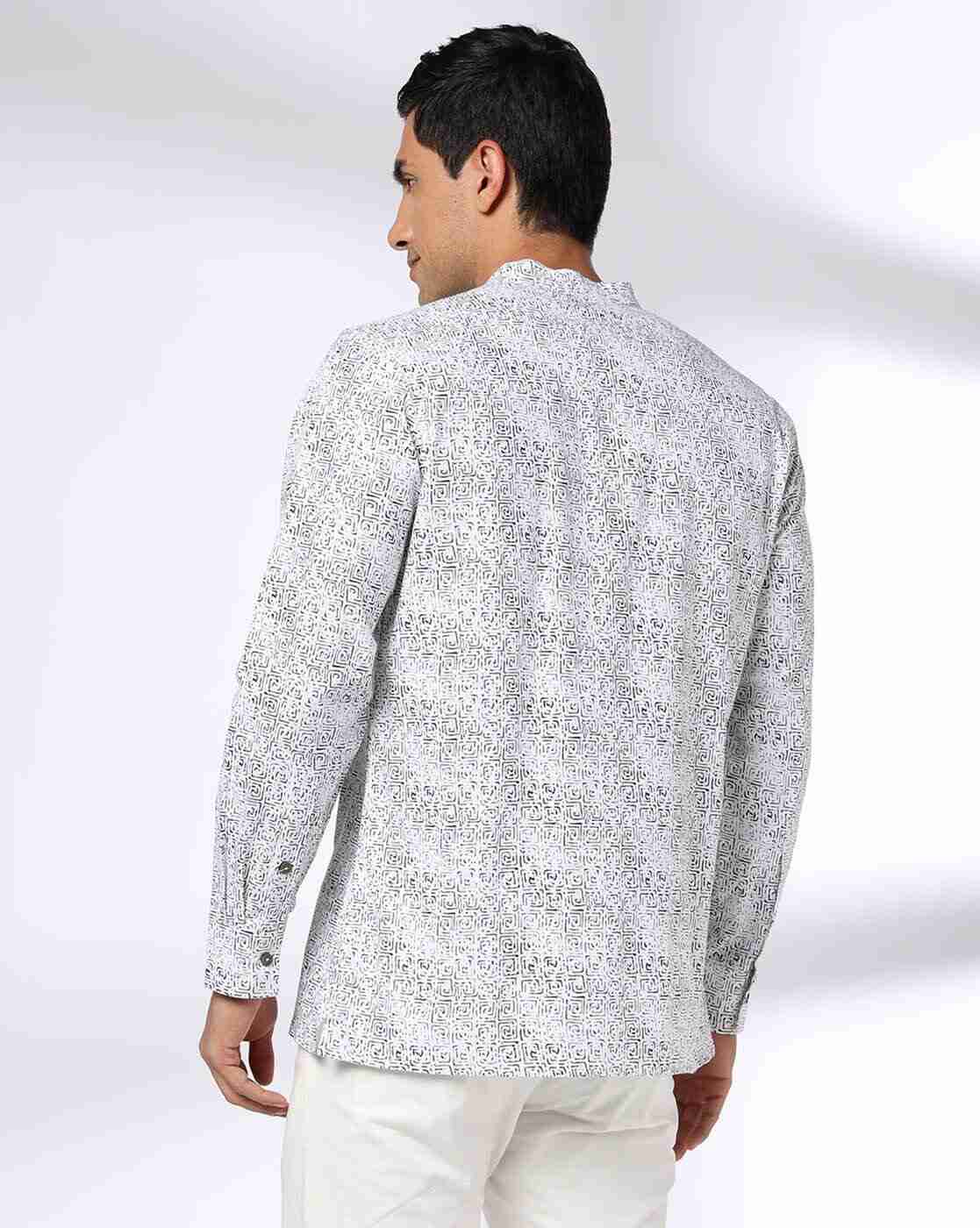 ROYAAJ | Men Printed Slim Fit Short Kurta|2