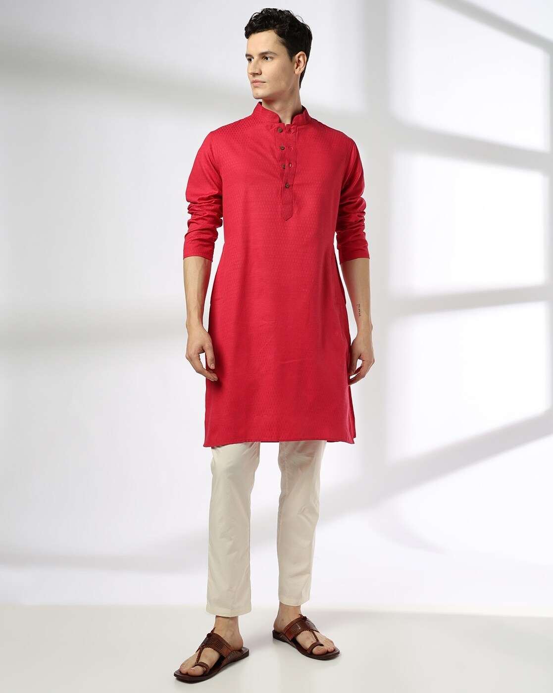 ROYAAJ | Men Slim Fit Cotton Kurta|0