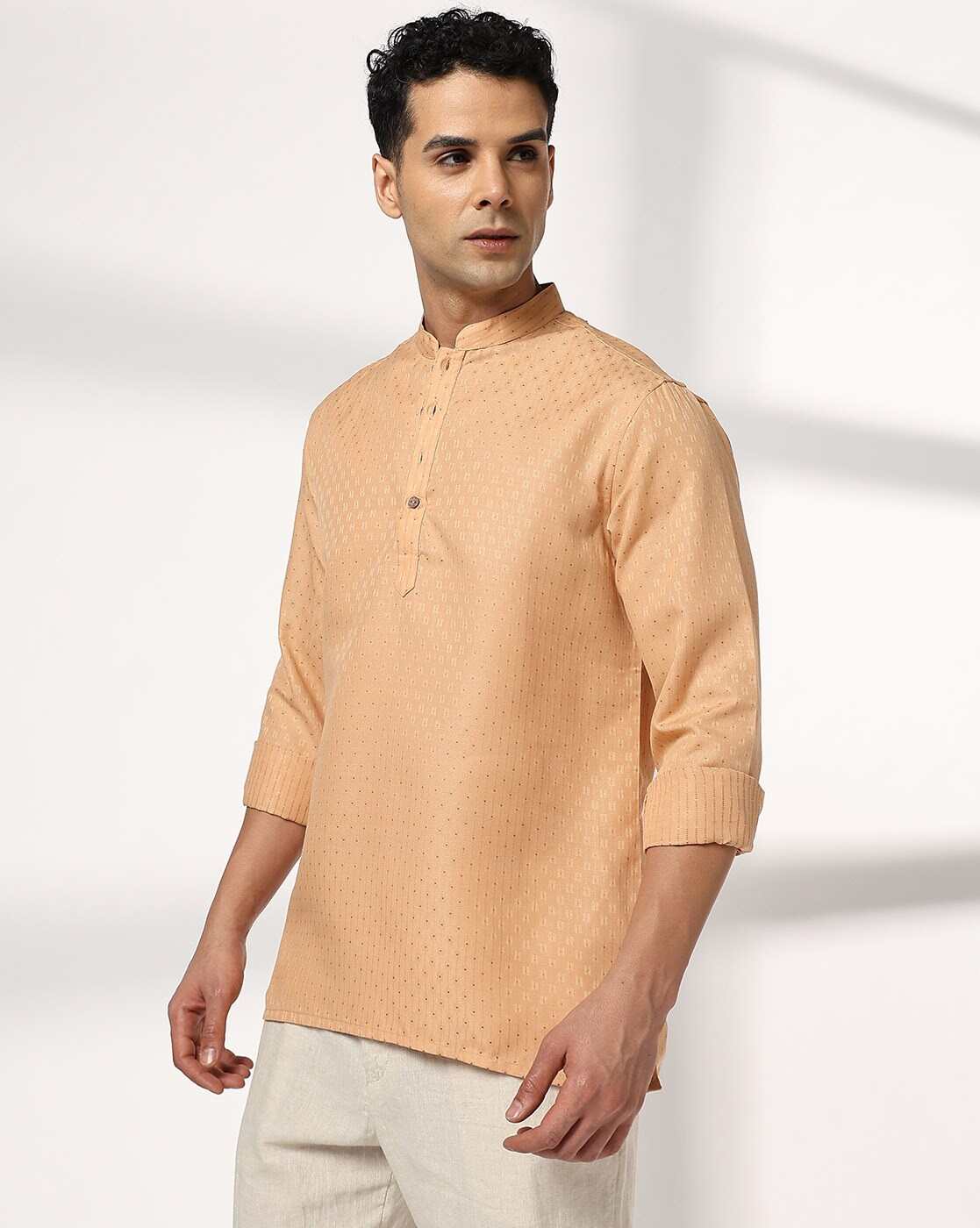 Men Printed Slim Fit Short Kurta
