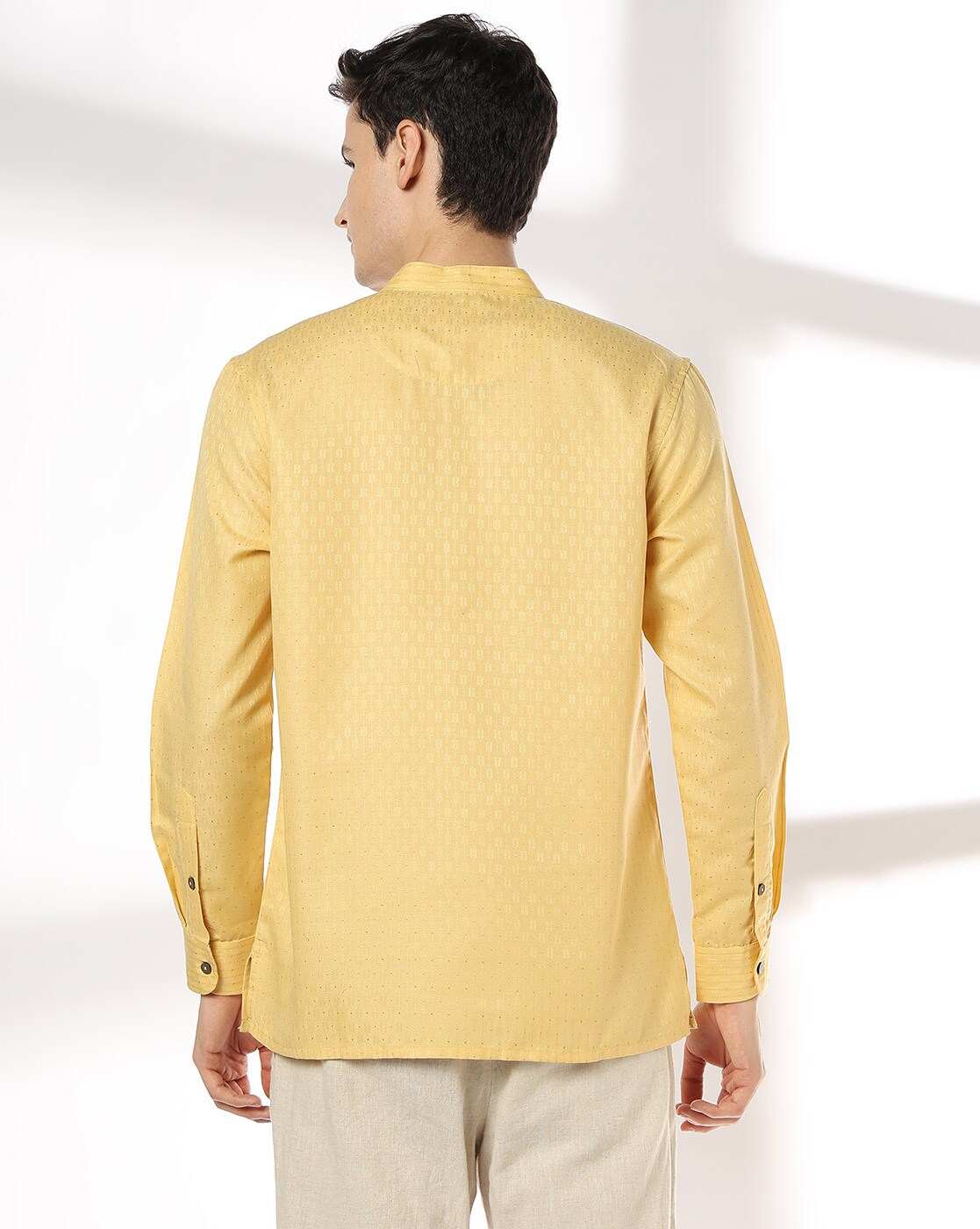 ROYAAJ | Men Self-Weaved Slim Fit Shirt Kurta|2