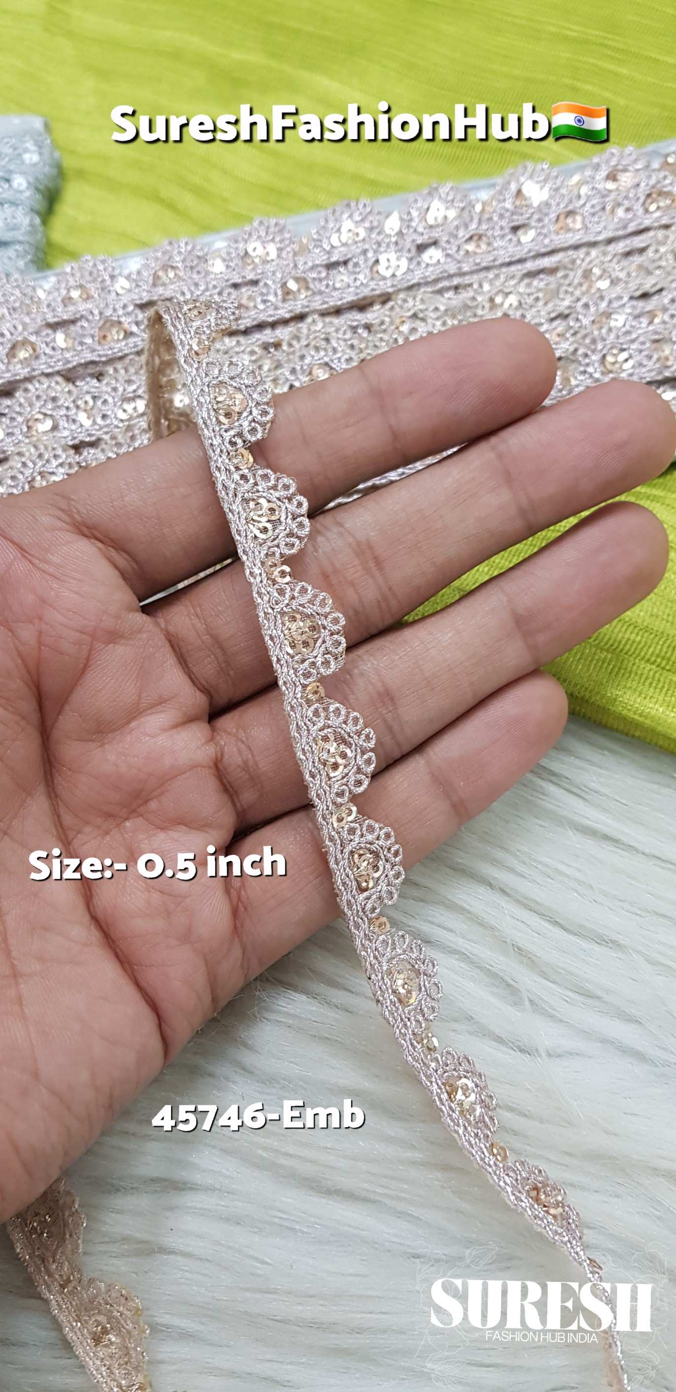 Rose Scalloped Organza Dori Sequin Lace