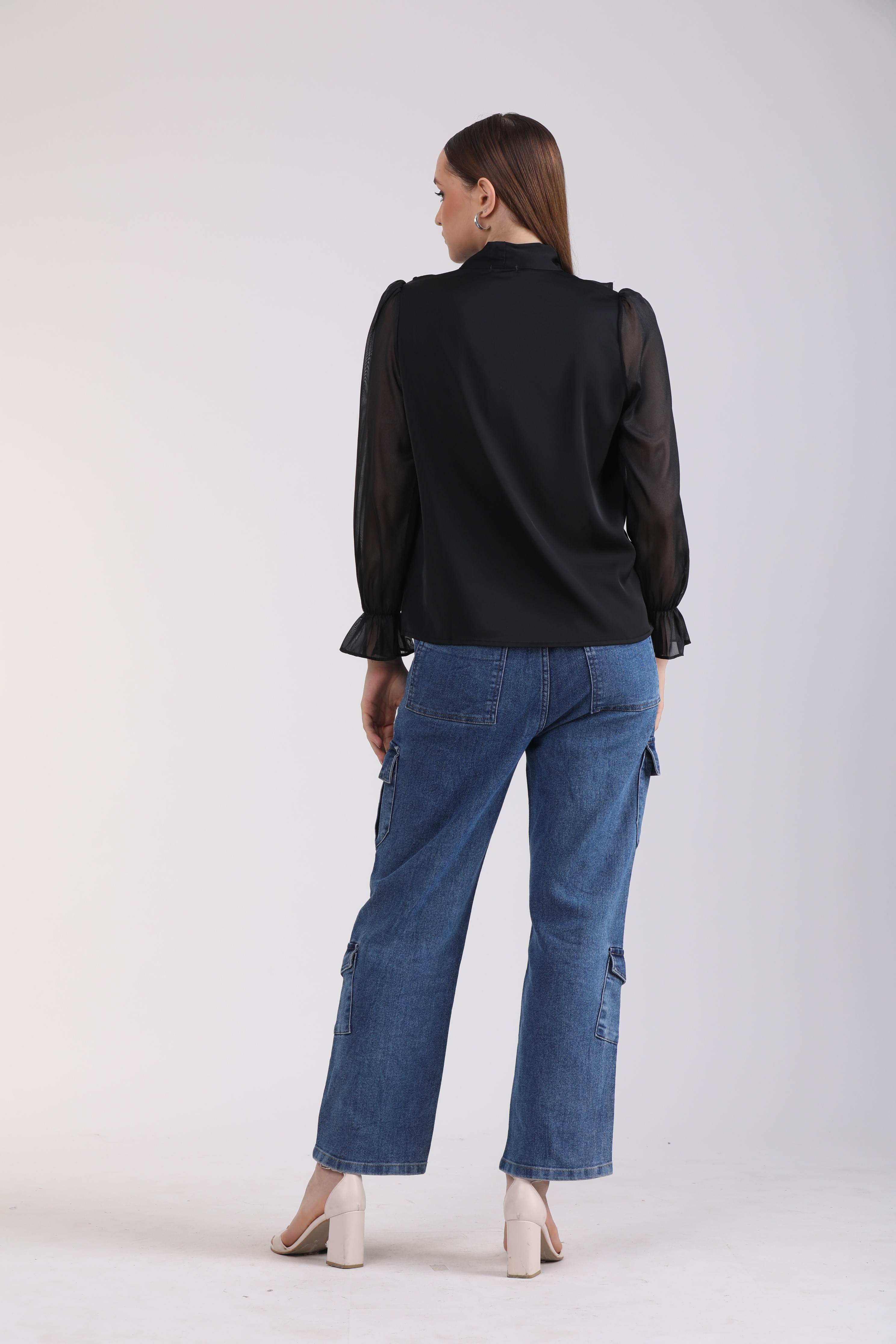 Albion Women Black Blouson Top