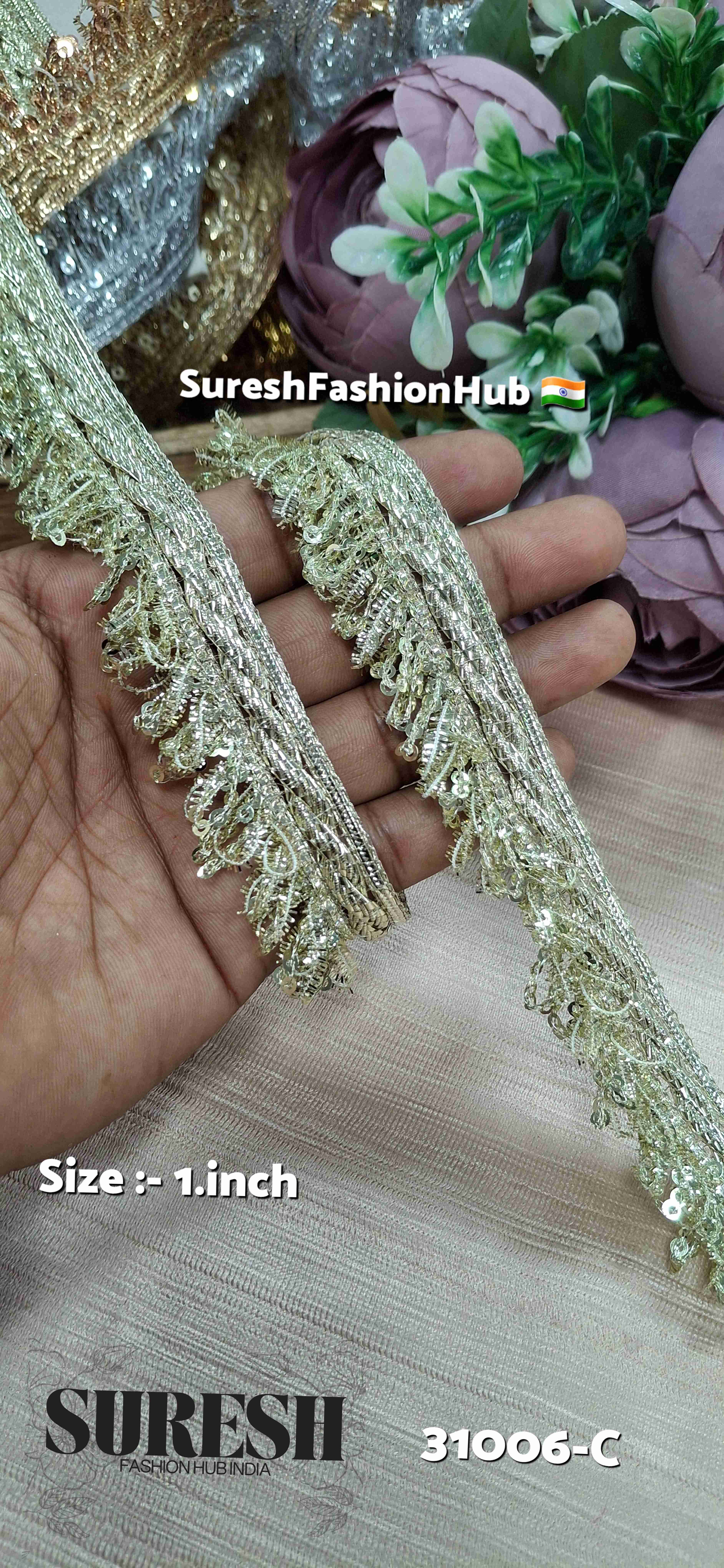 Light Gold Fringe Jhalar Lace