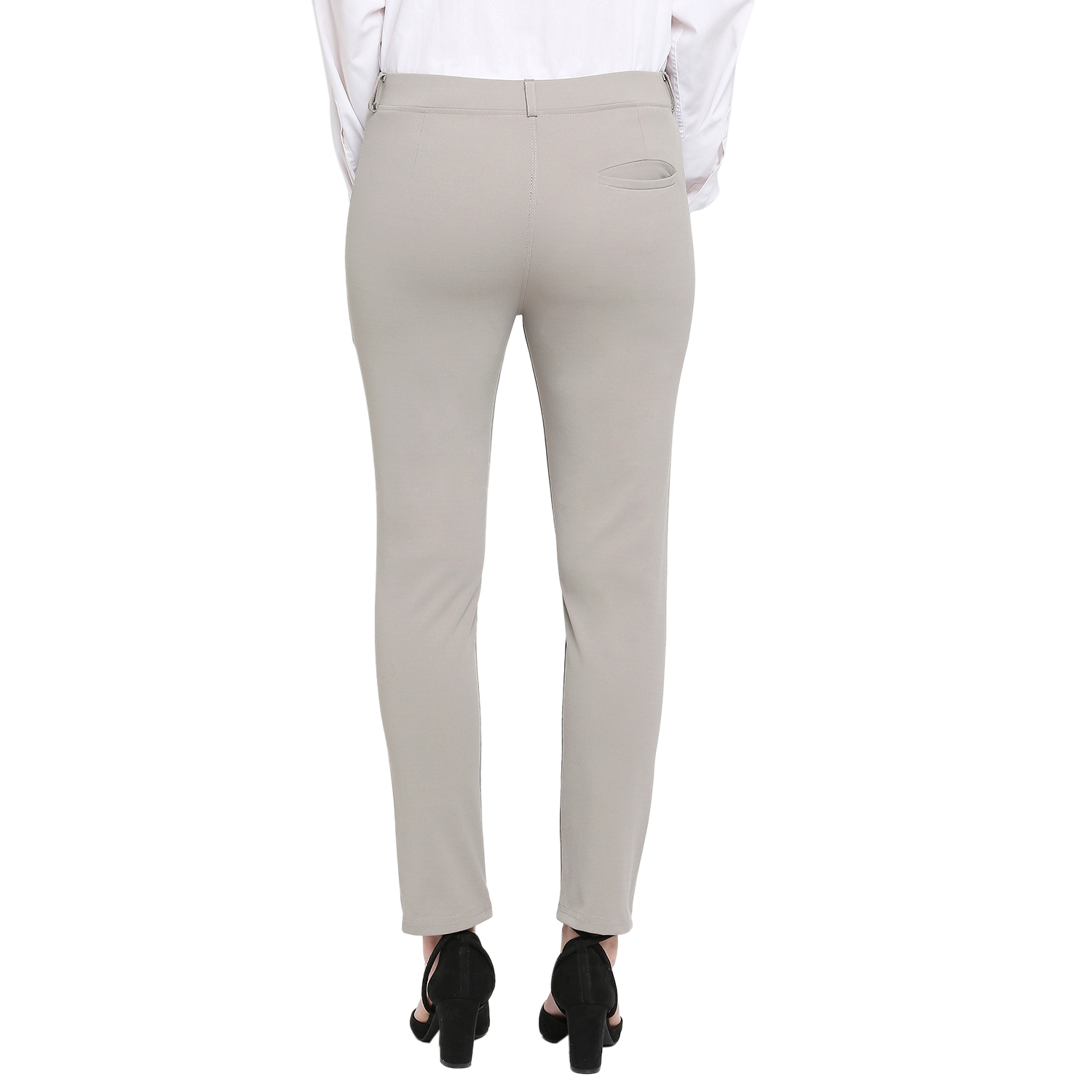 WES Formals by Westside Solid Grey Relaxed Fit Trouser