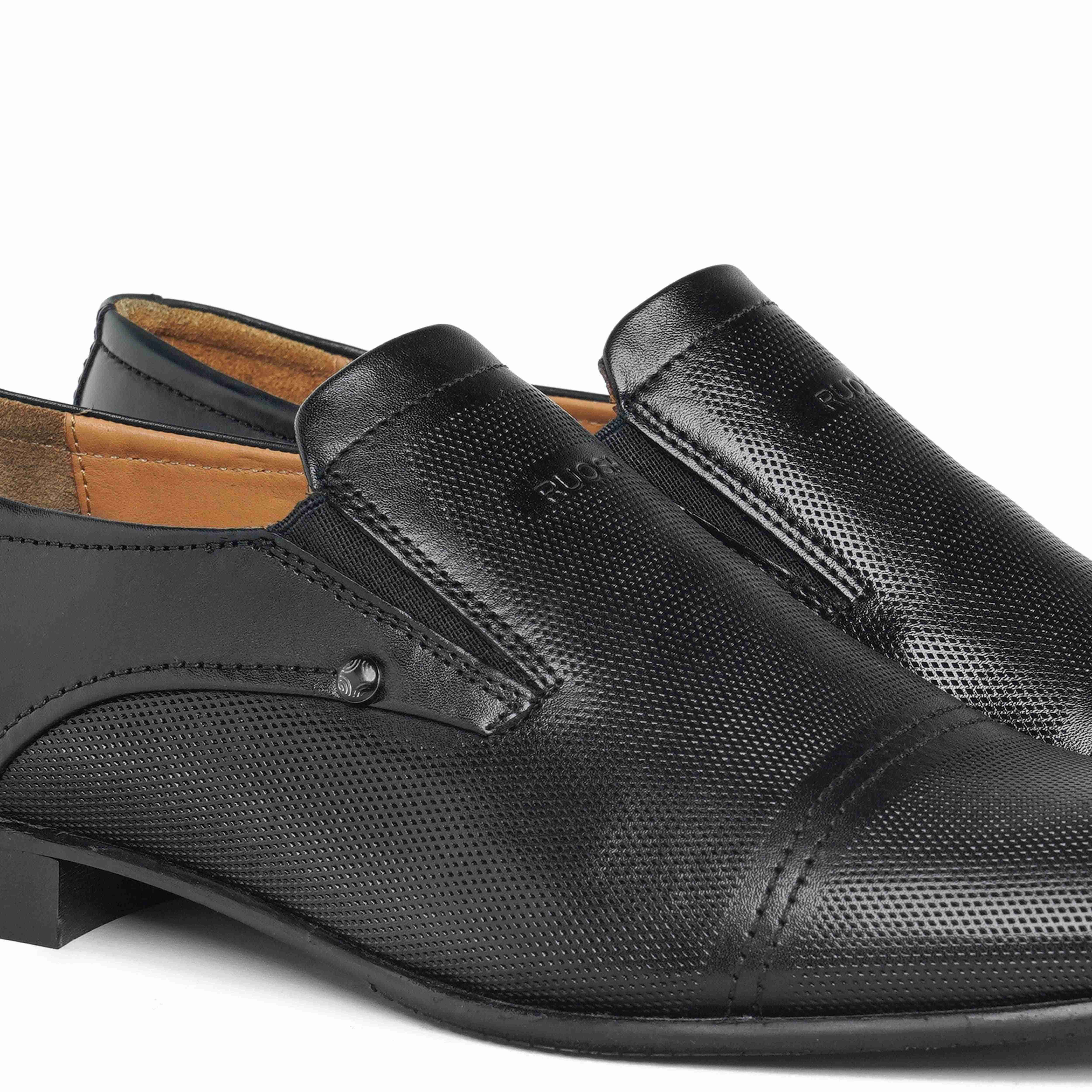 The Lando Ruosh Men Black Formal Slip-On