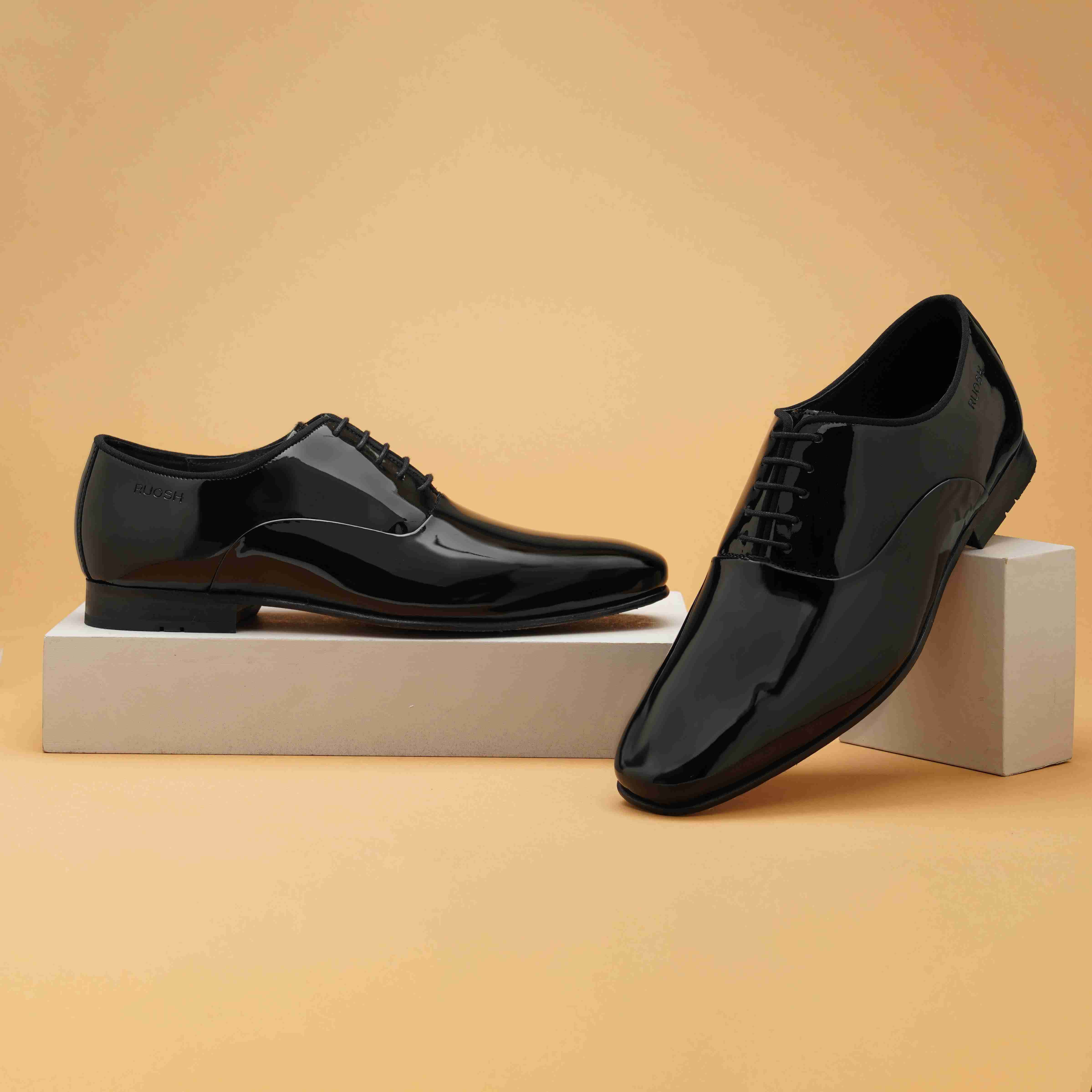 The Bret Ruosh Men Black Glossy Patent Oxford