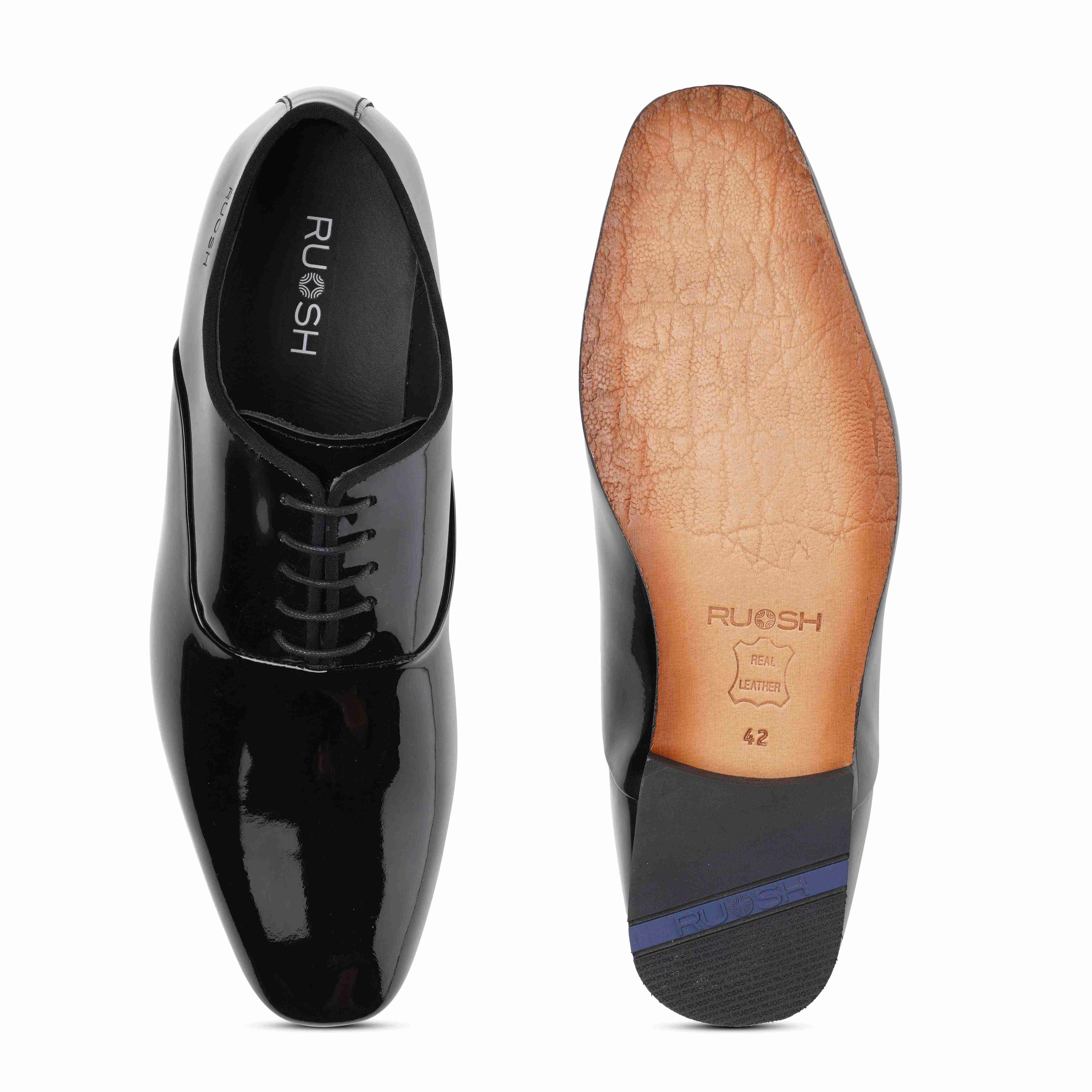 The Bret Ruosh Men Black Glossy Patent Oxford